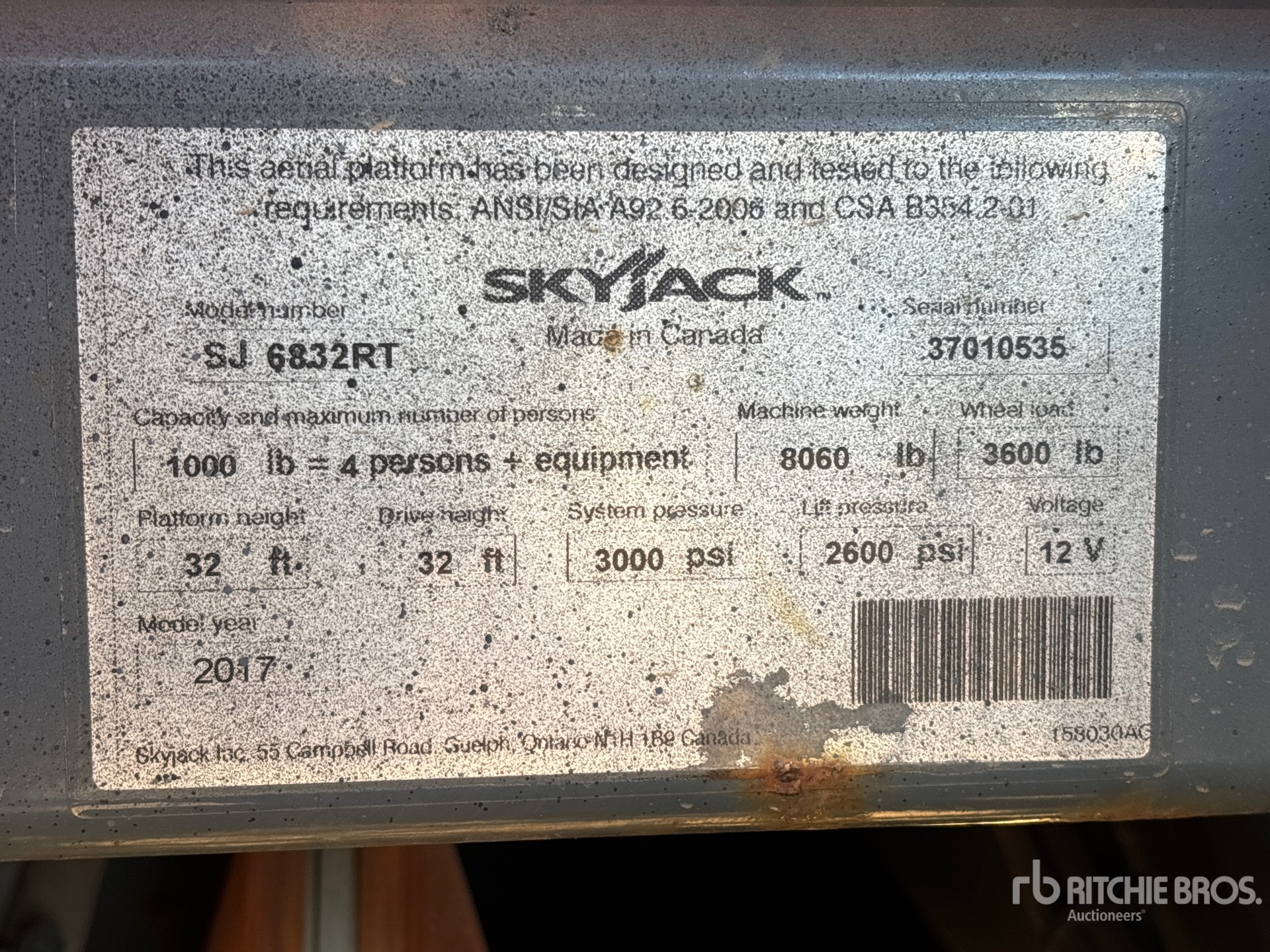 2017 Skyjack SJ6832 RT