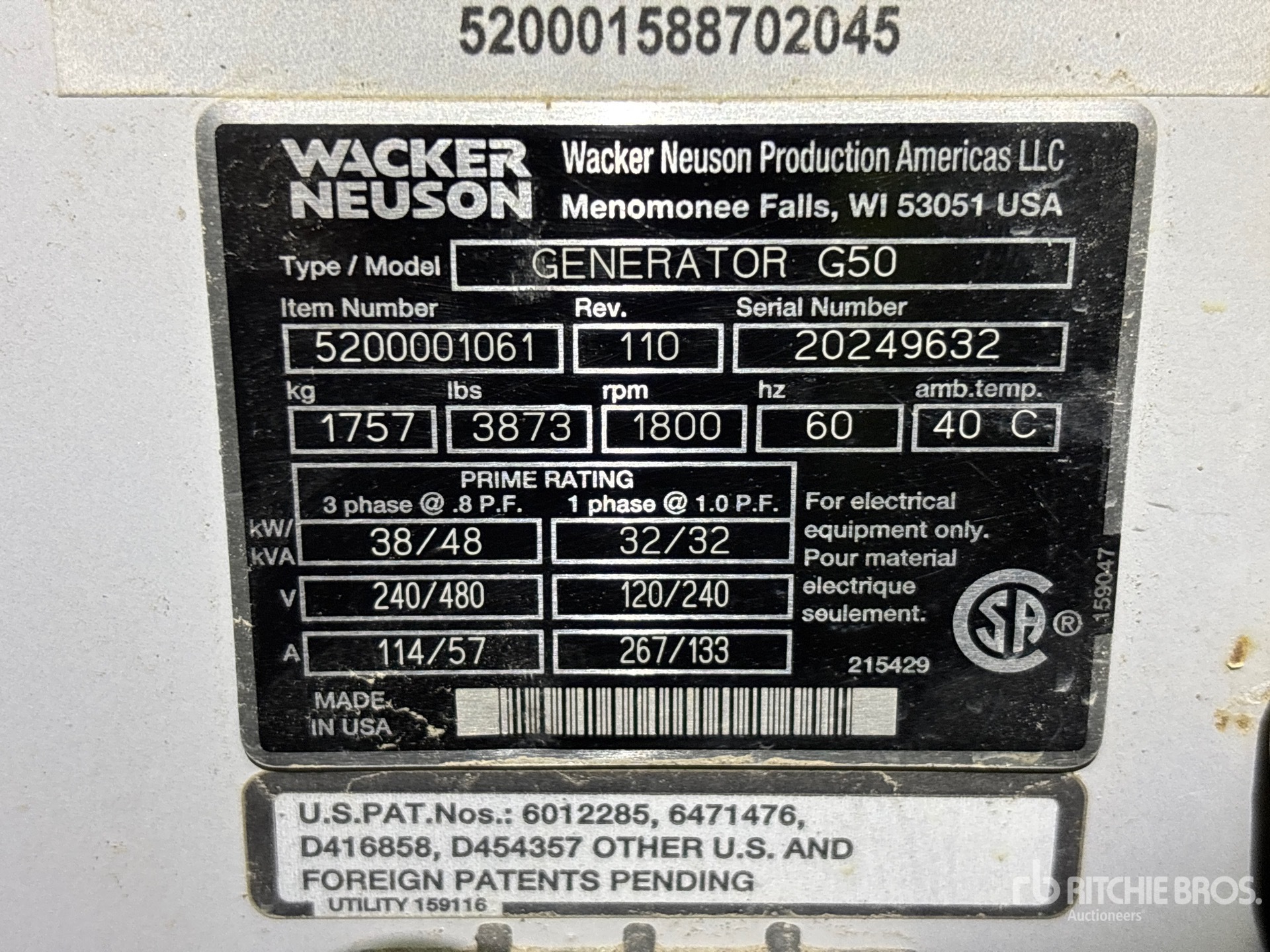 2015 Wacker Neuson G50