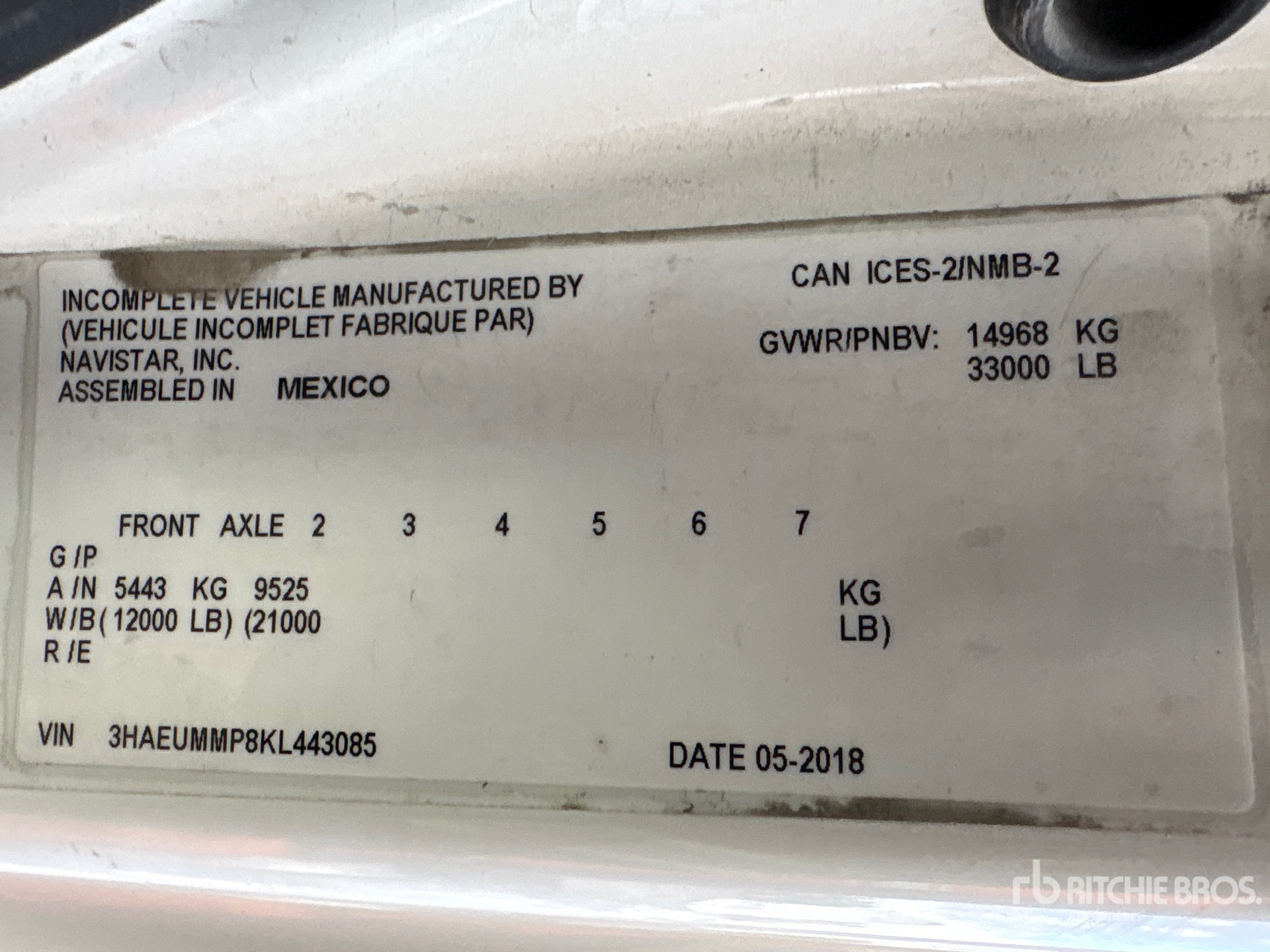 2019 International MV607