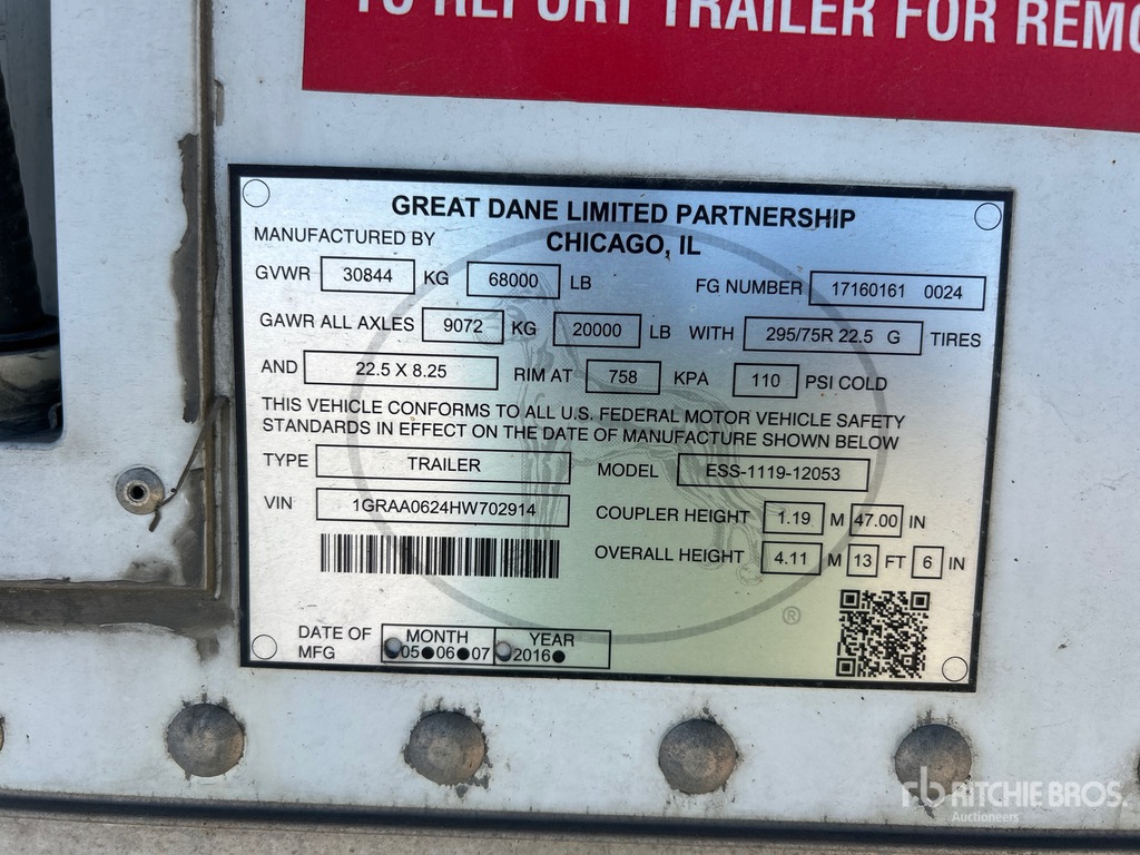 General Appearance with Serial Number / VIN