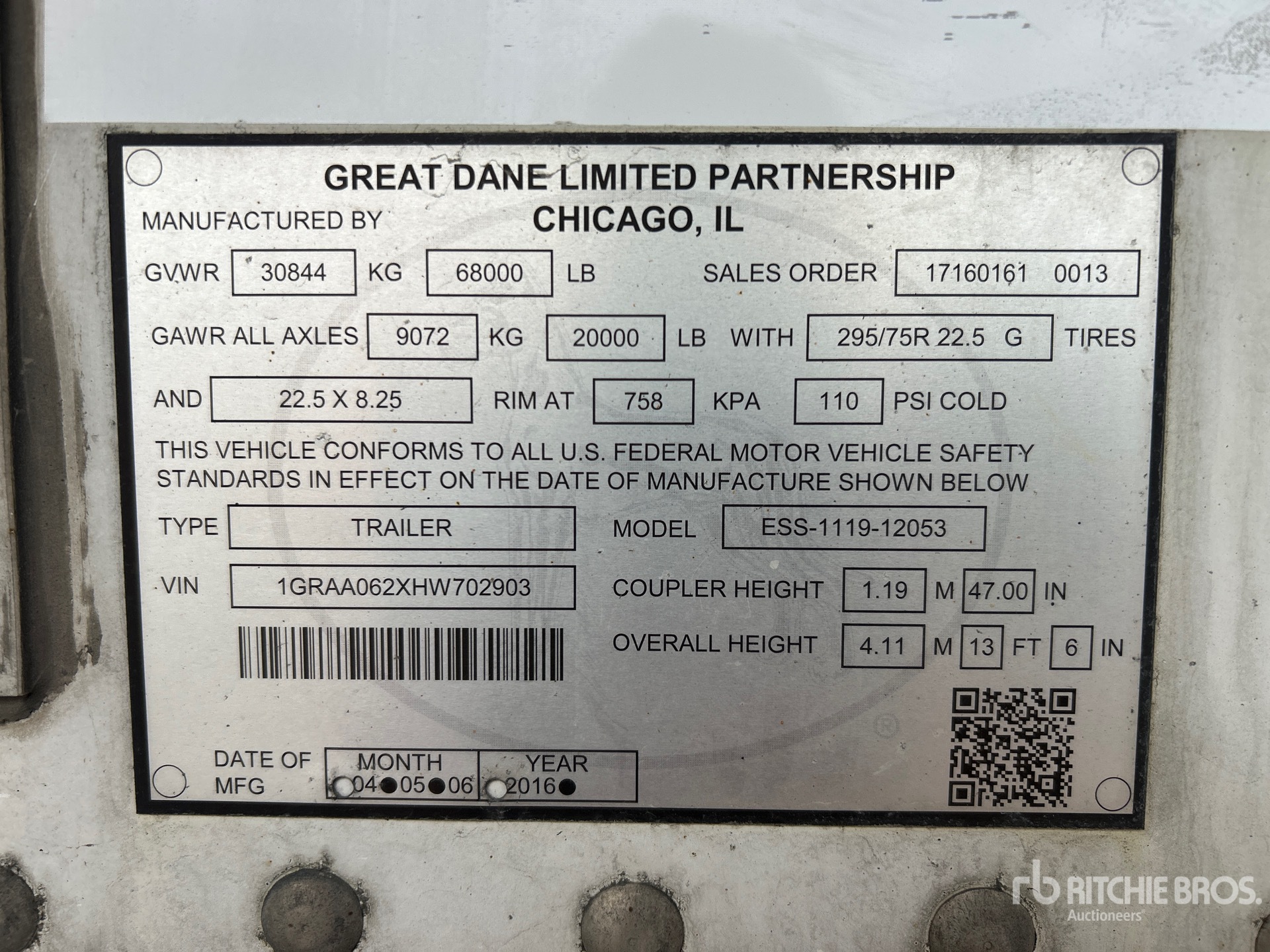 2017 Great Dane ESS-1119-12053