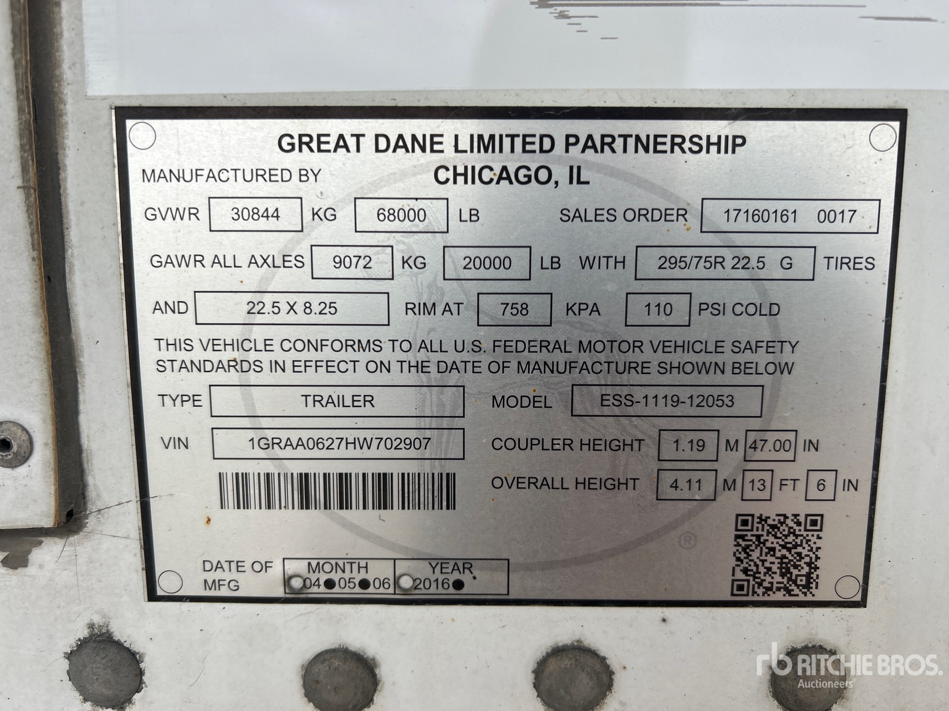 2017 Great Dane ESS-1119-12053