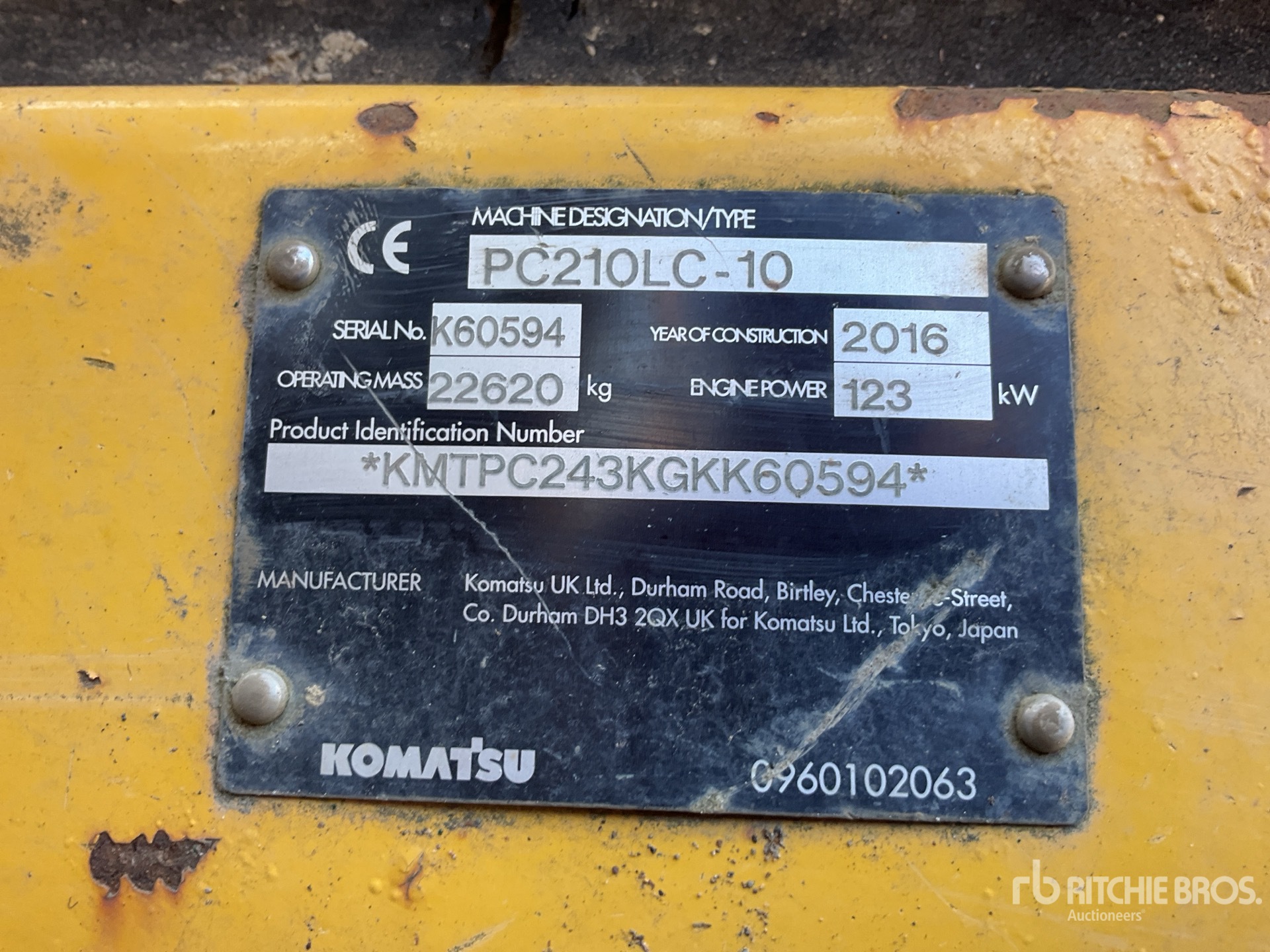 2016 Komatsu PC210LC-10