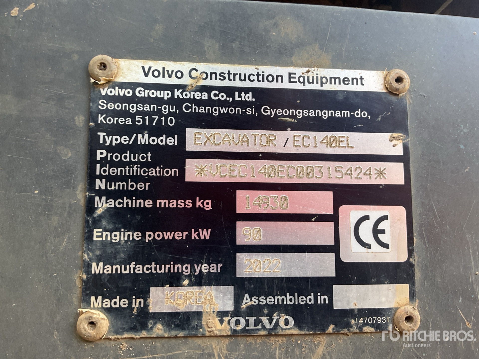 2022 Volvo EC140EL