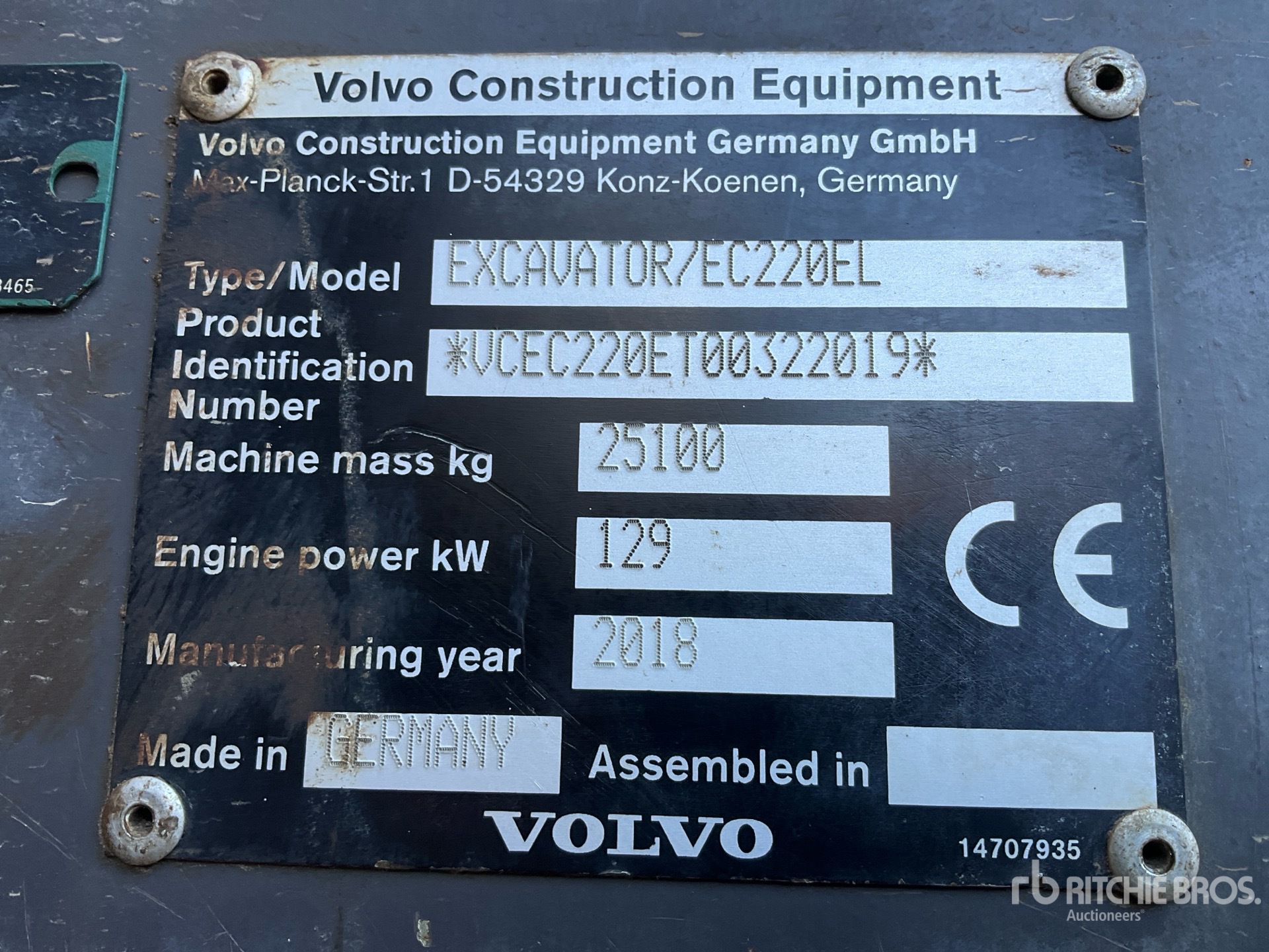 2018 Volvo EC220EL