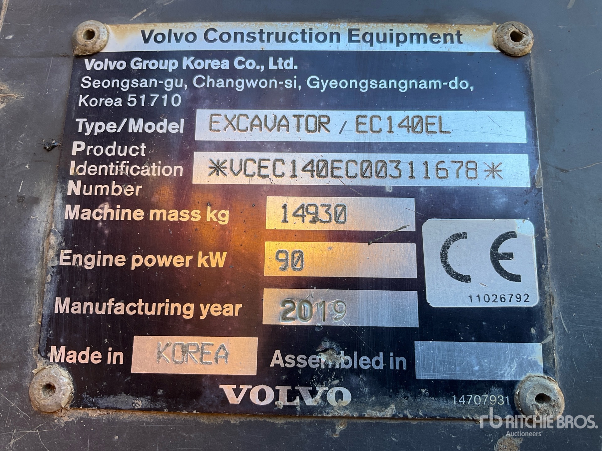 2019 Volvo EC140EL