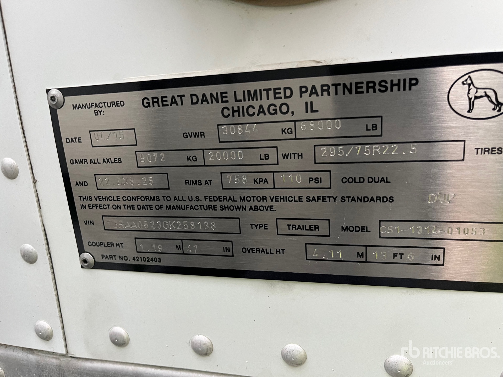 2016 Great Dane CS1-1314-01053