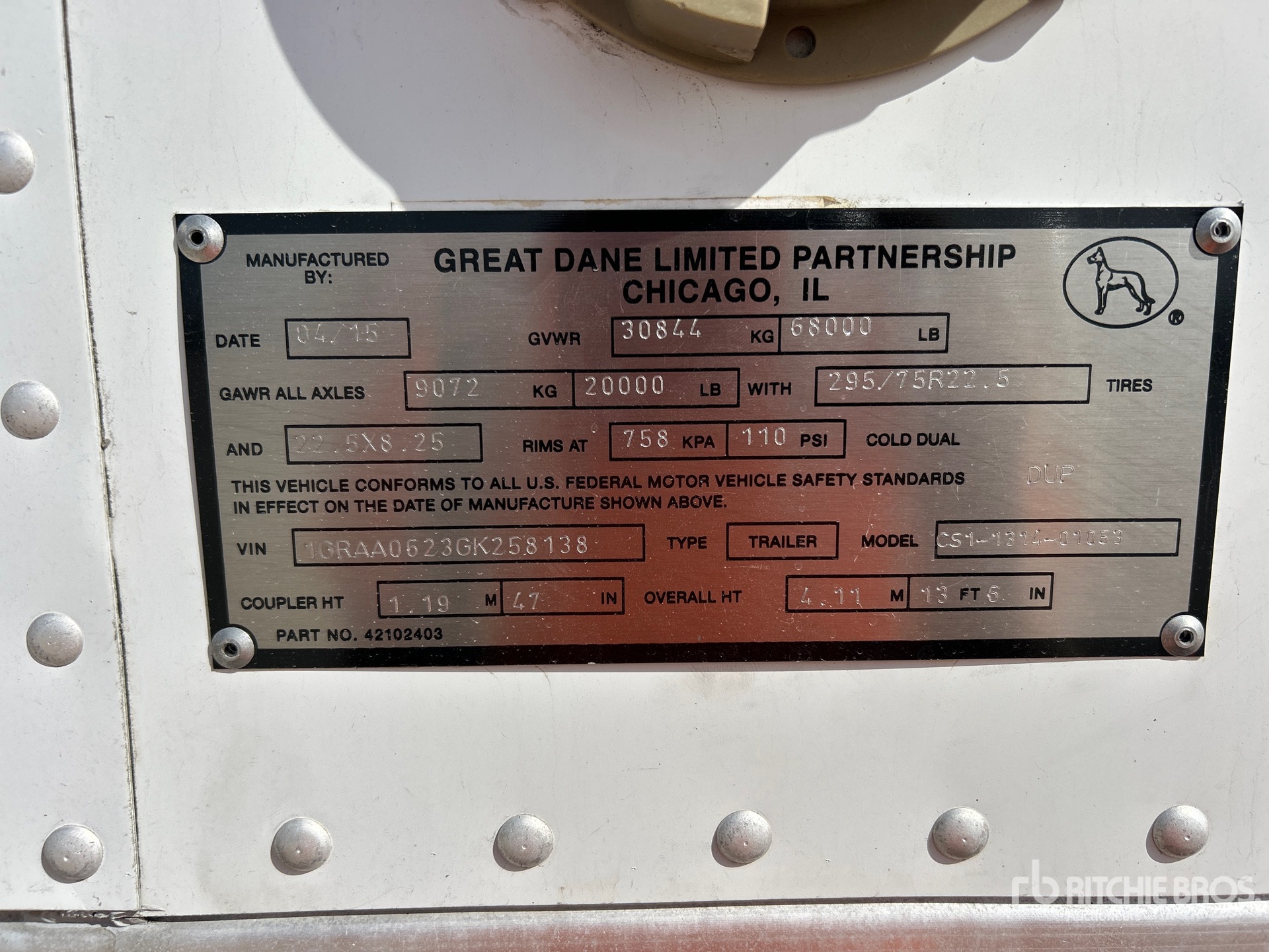 2016 Great Dane CS1-1314-01053