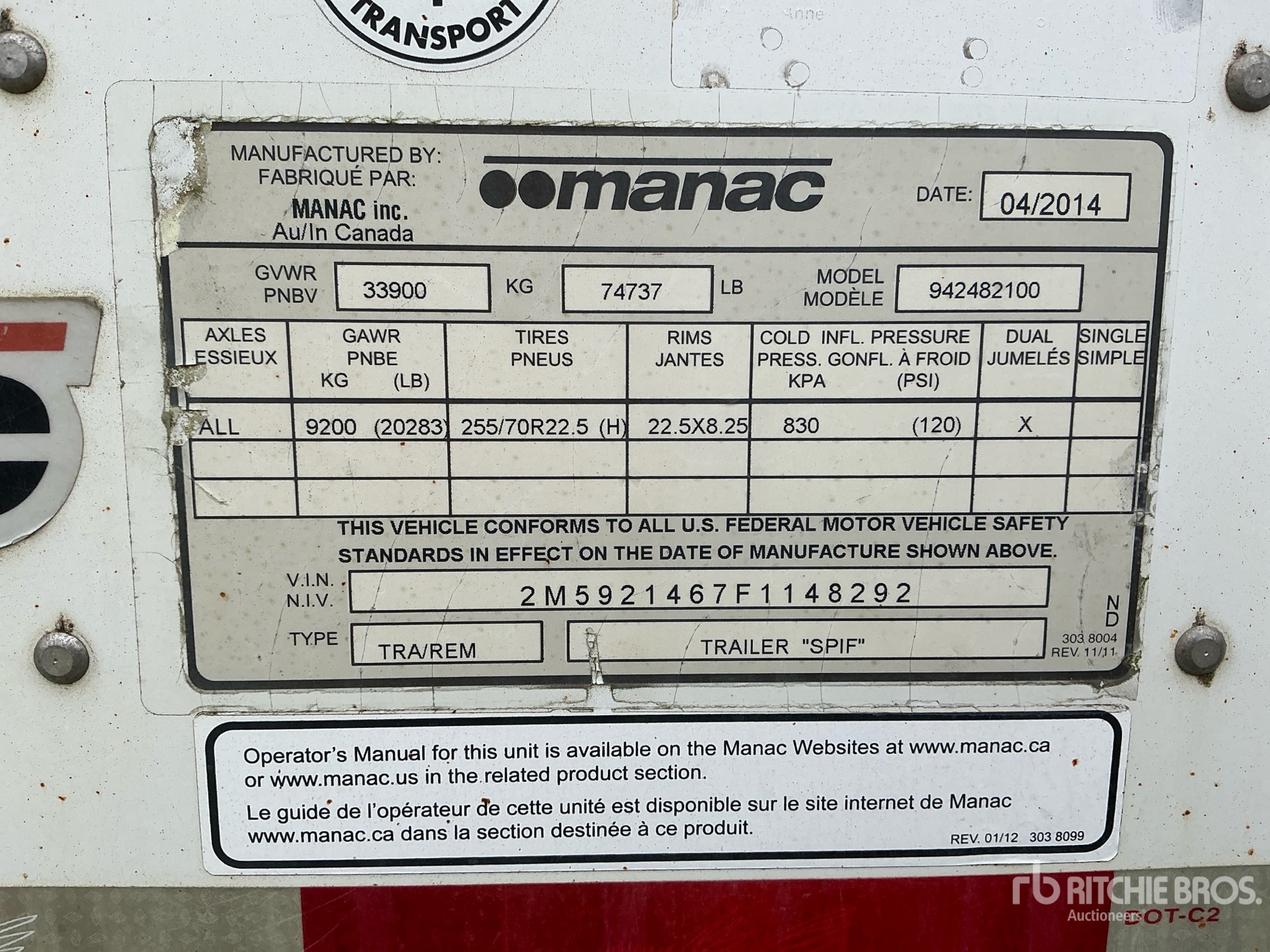 2015 Manac 48 FT T/A