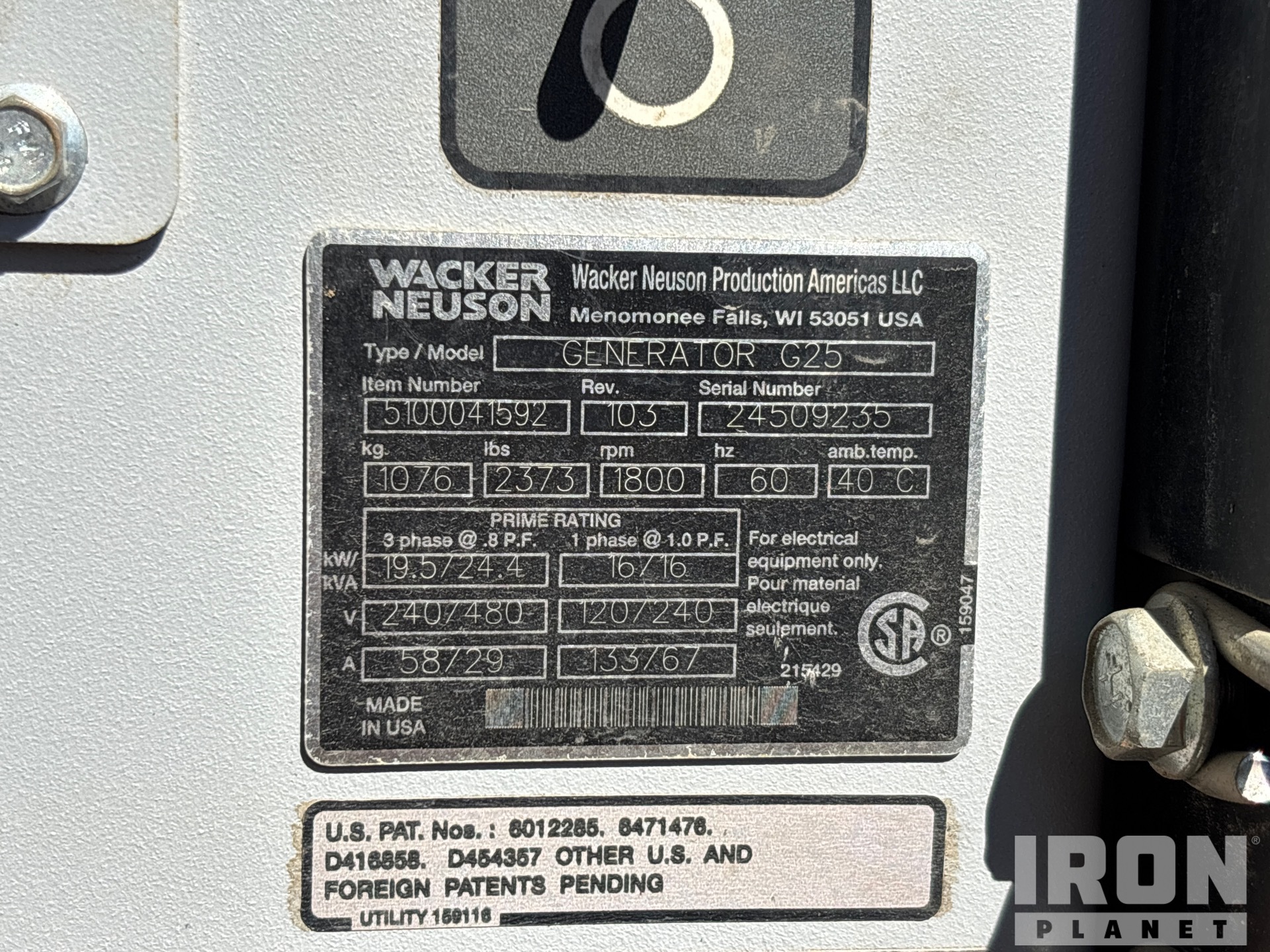 2019 Wacker Neuson G-25