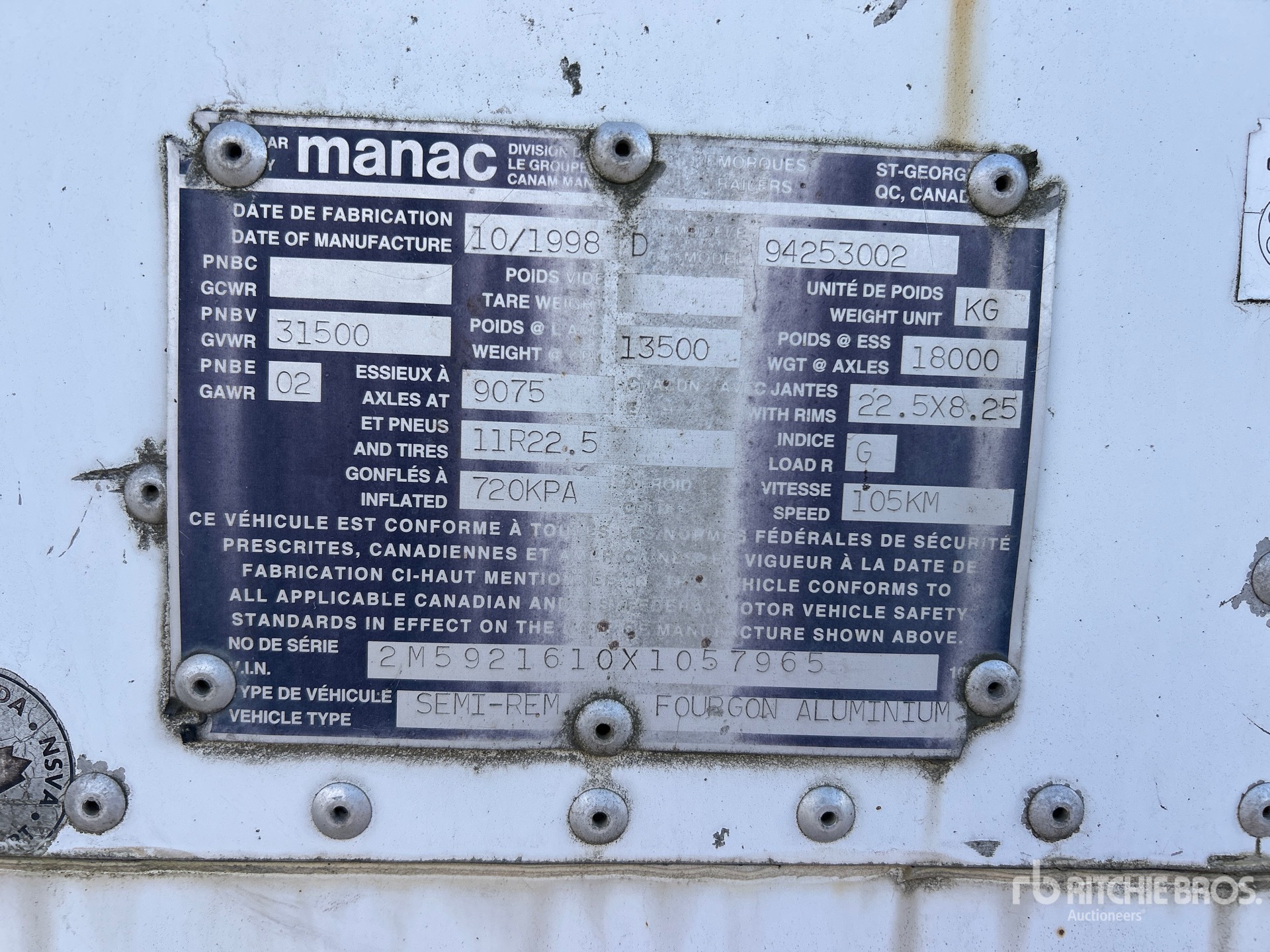 1999 Manac 94253001