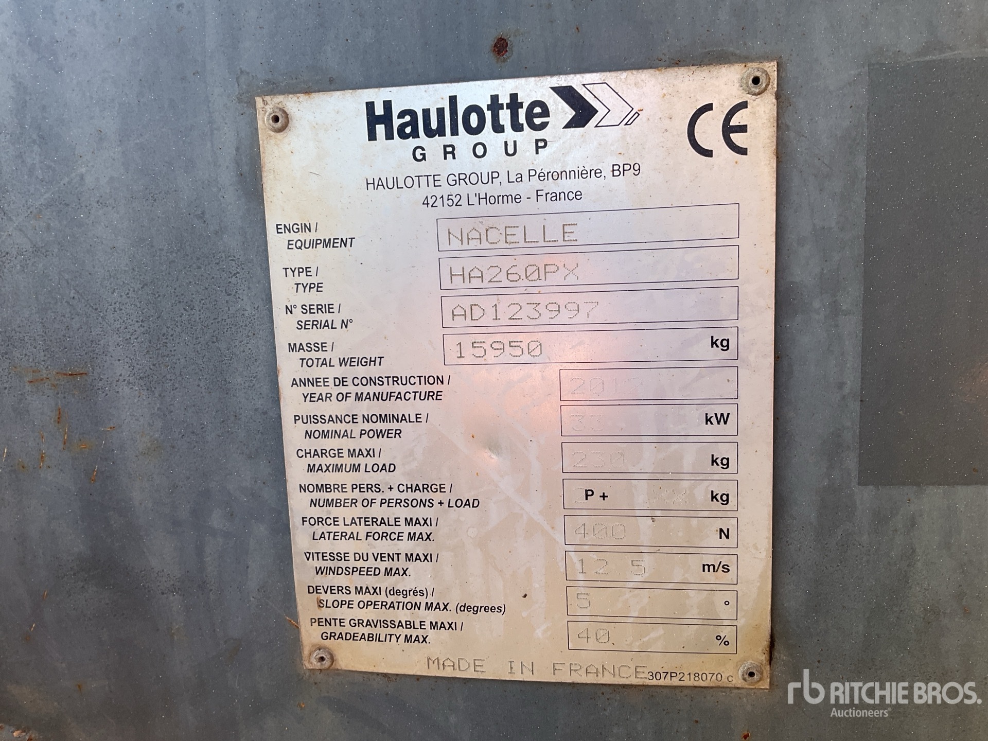 2012 Haulotte HA260PX