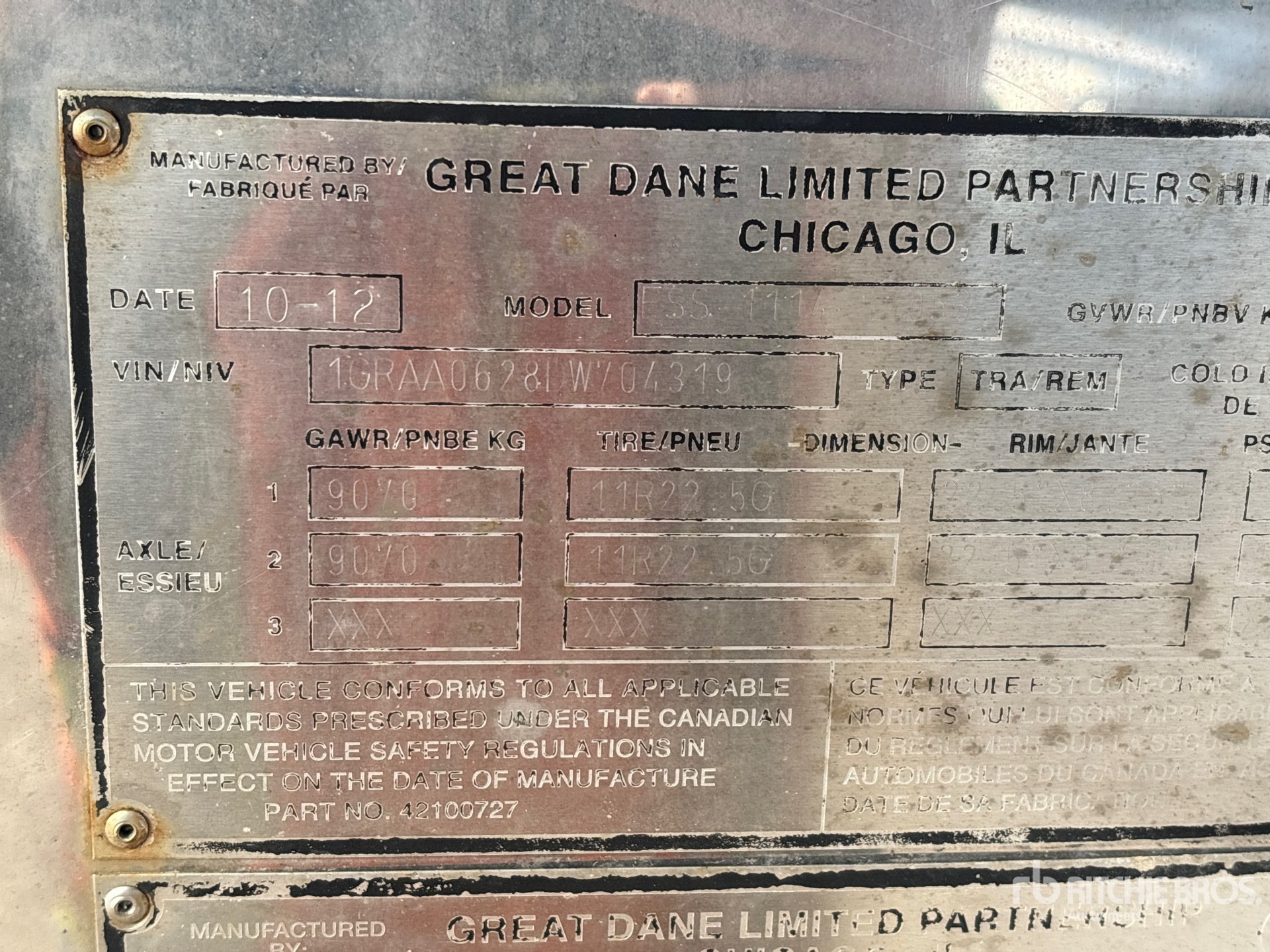 2013 Great Dane 53 FT X 102 IN T/A