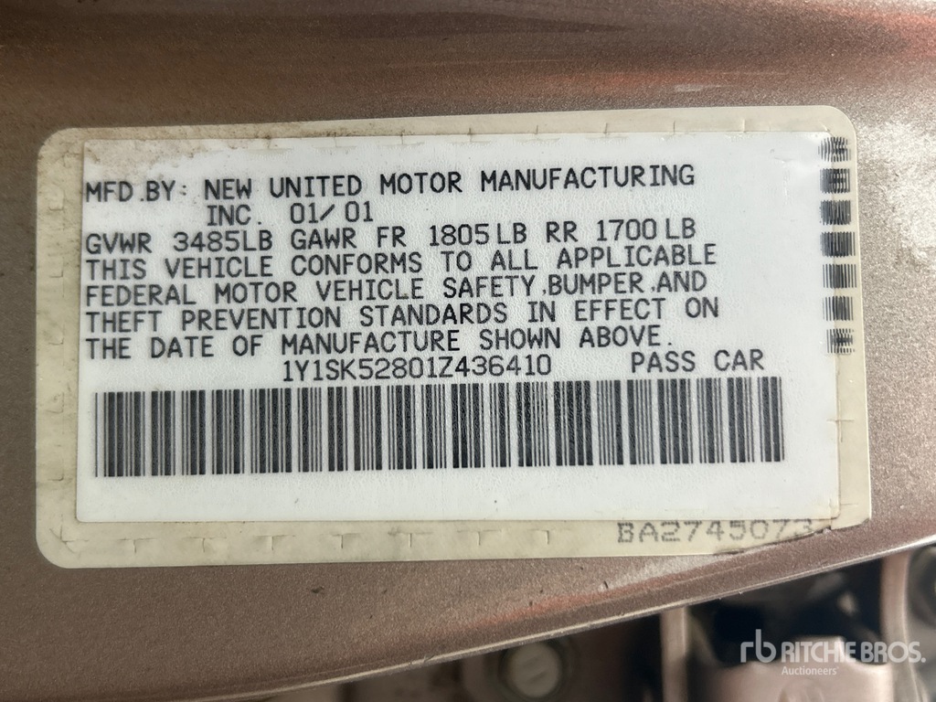 General Appearance with Serial Number / VIN