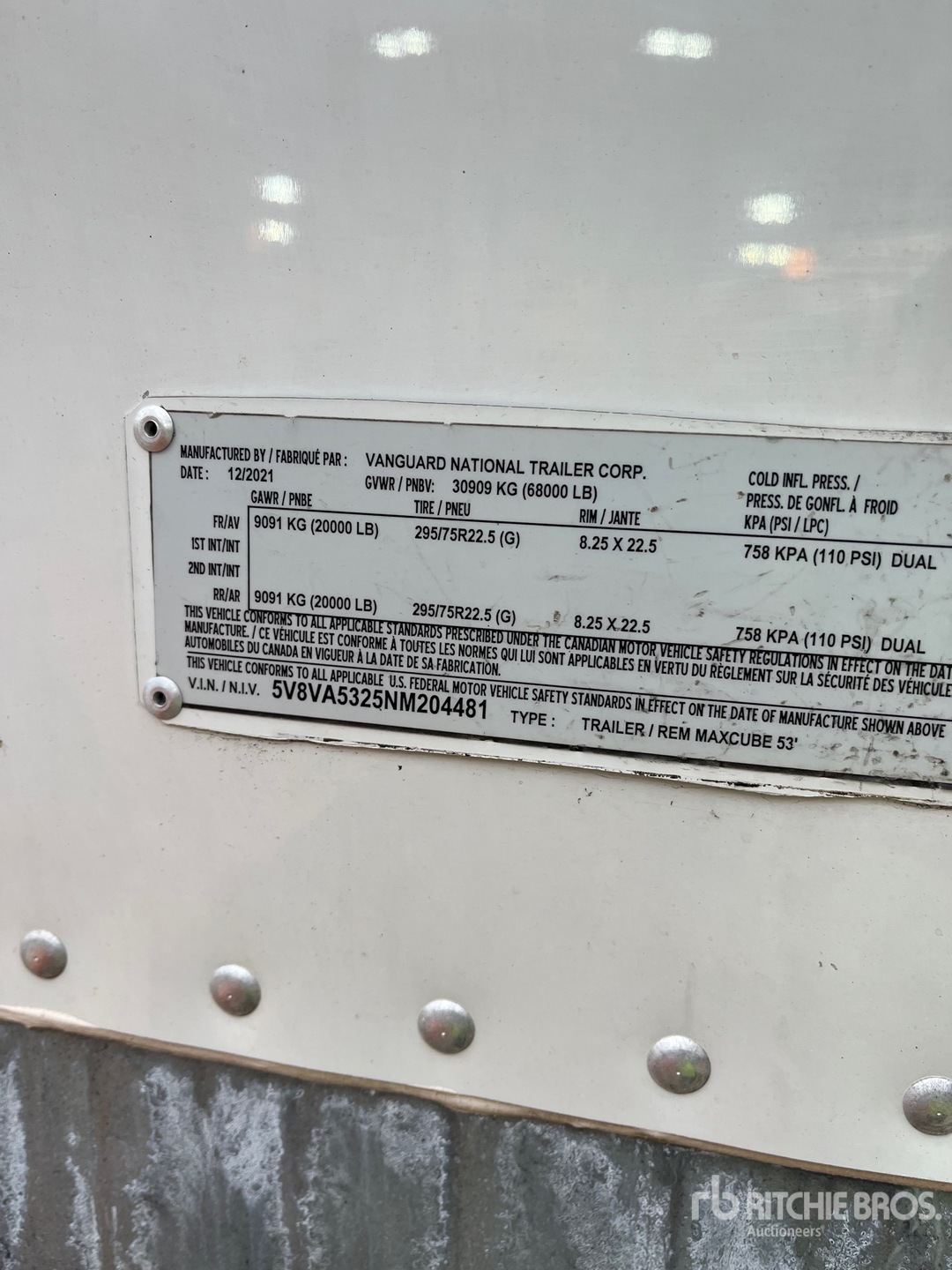 2022 Vanguard 53 FT T/A
