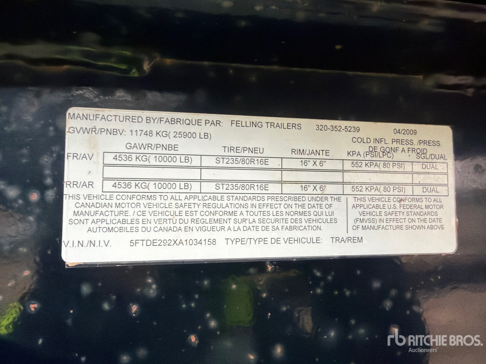 2010 Felling Trailers, Inc. FT-20