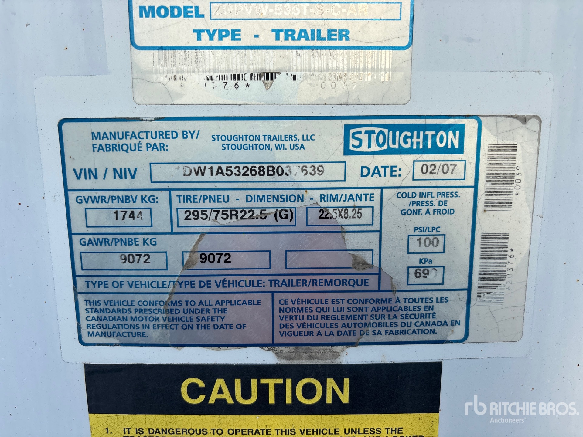 2008 Stoughton 53 FT X 102 IN T/A
