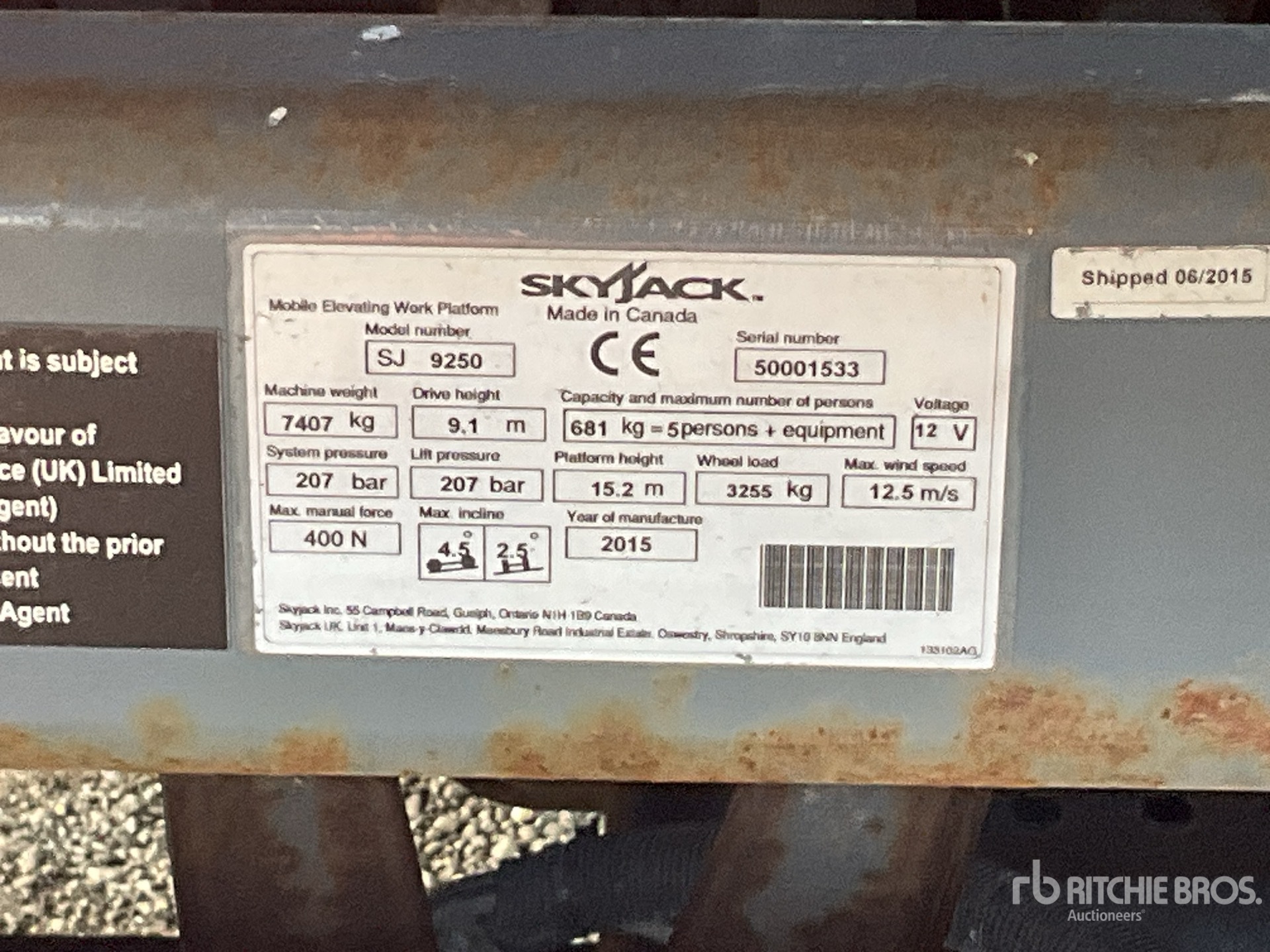 2015 Skyjack SJ9250
