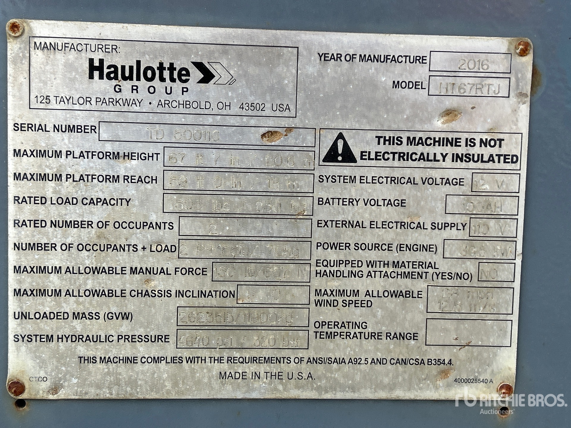 2016 Haulotte HT67 RTJ