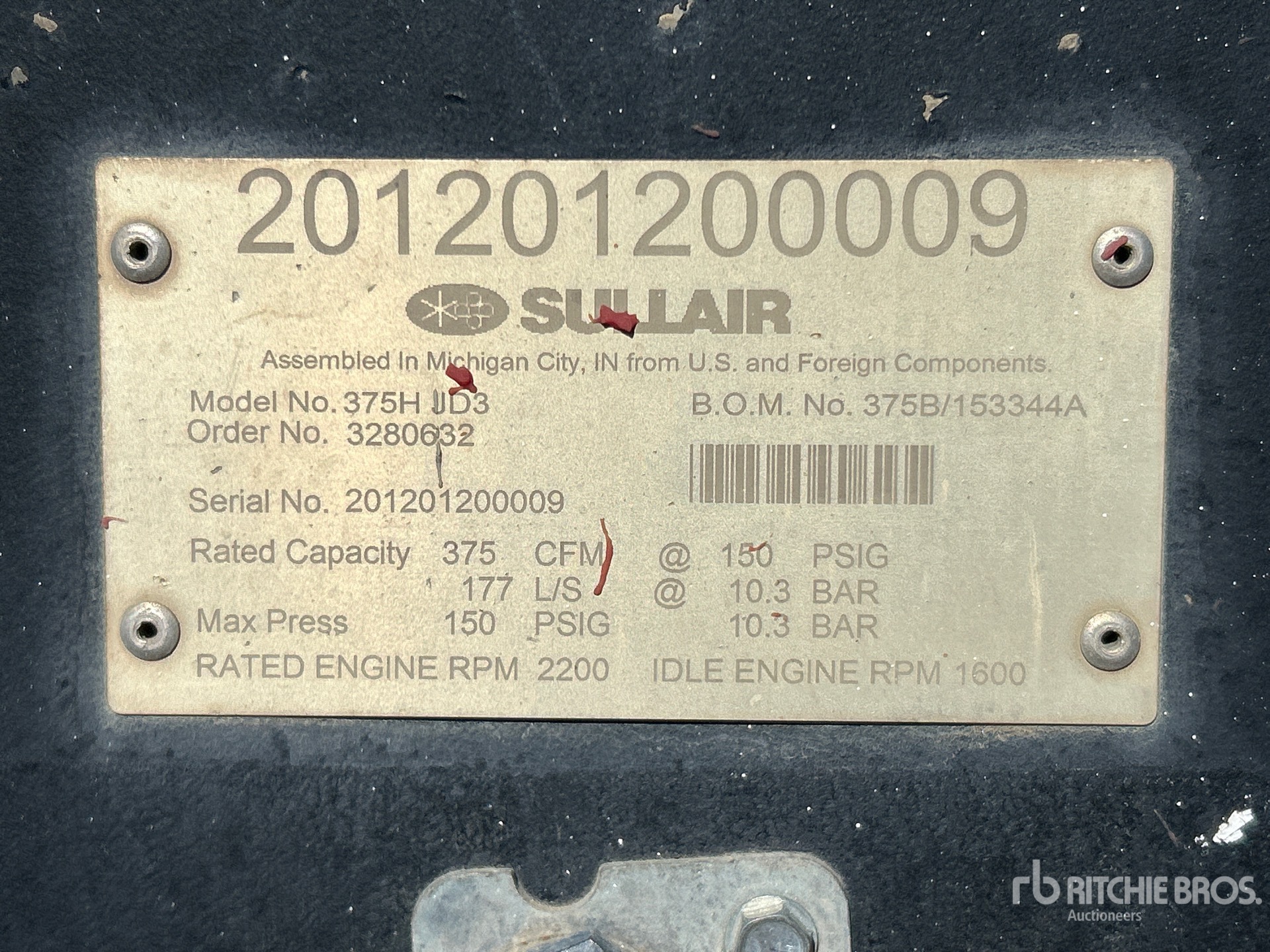 2012 Sullair 375 CFM