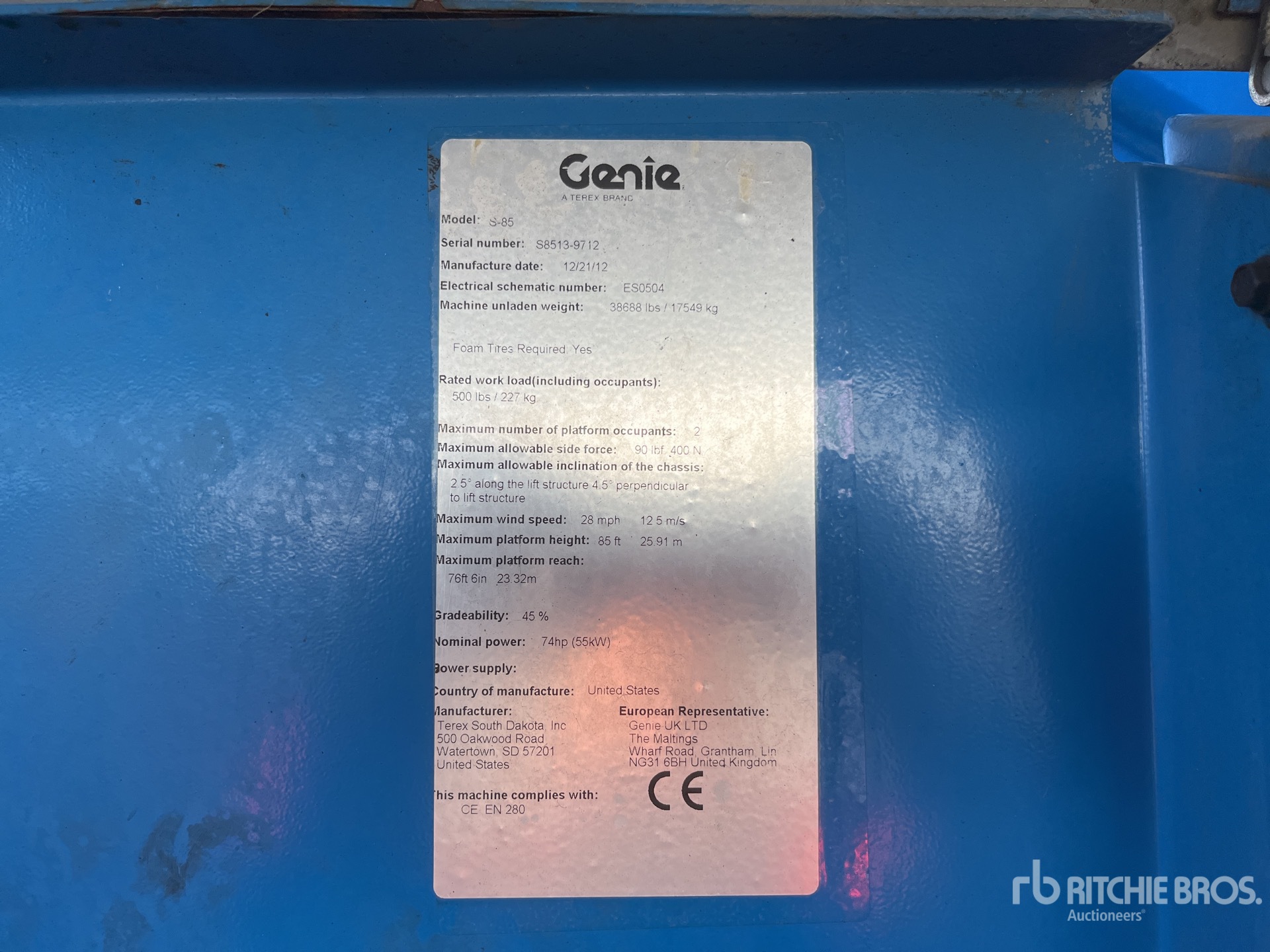 2012 Genie S-85