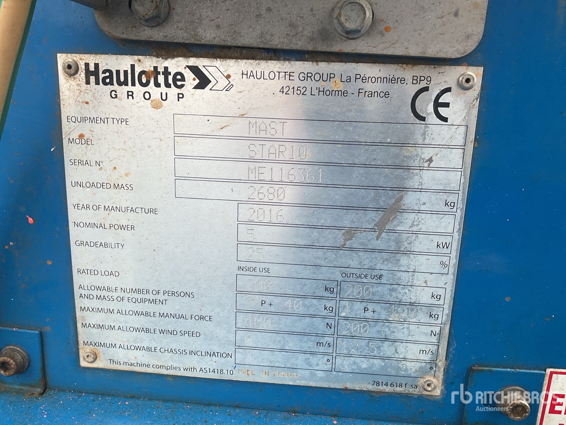 2016 Haulotte STAR10