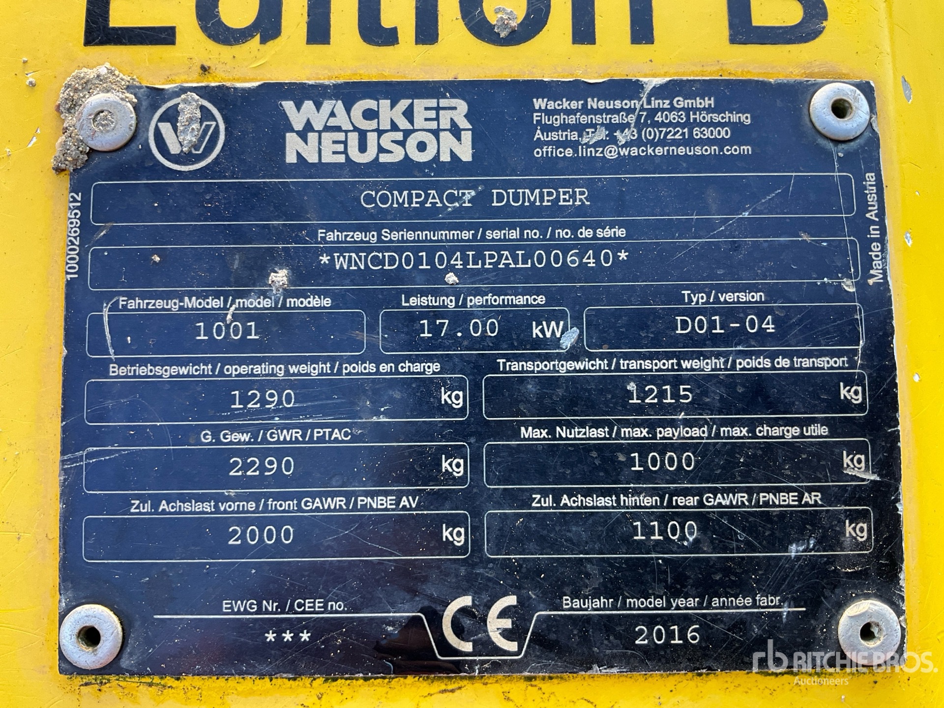 2016 Wacker Neuson 1001