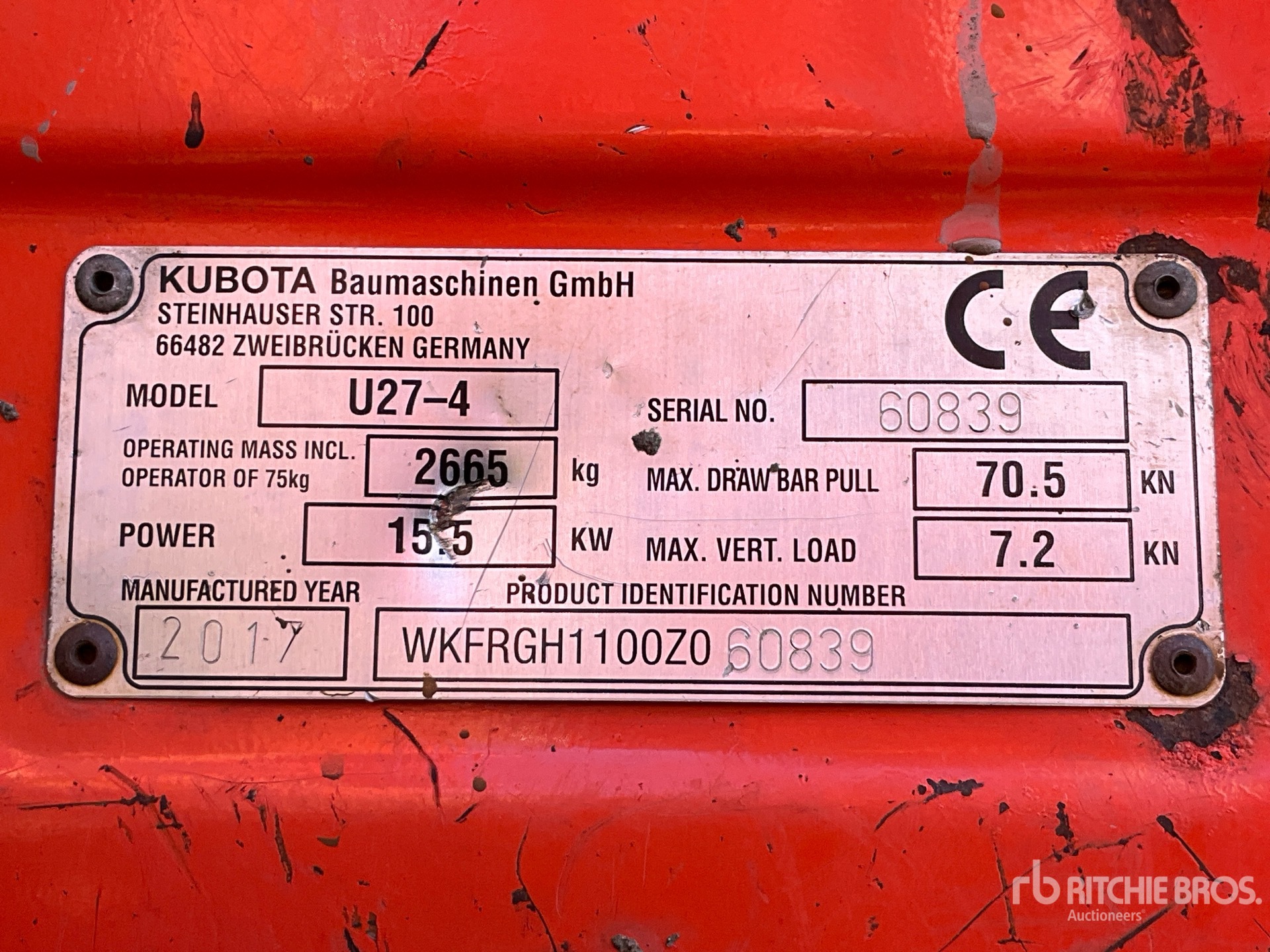 2017 Kubota U27-4