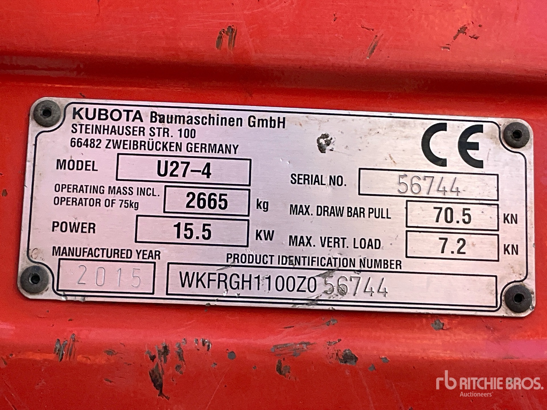 2015 Kubota U27-4