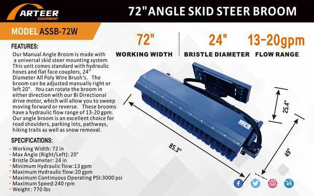 2026 ARTEER ASSB-72W Skid Steer Broom