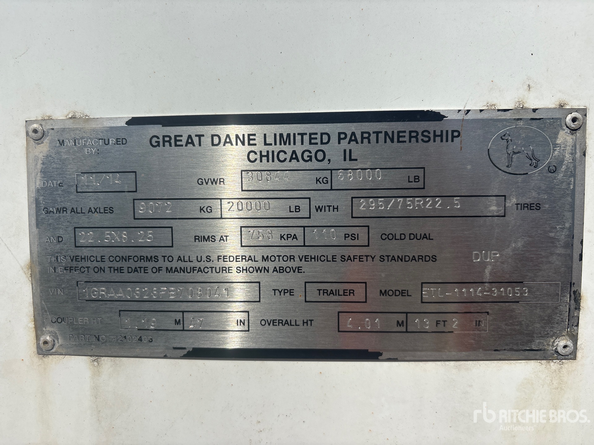 2015 Great Dane ETL-1114-31053