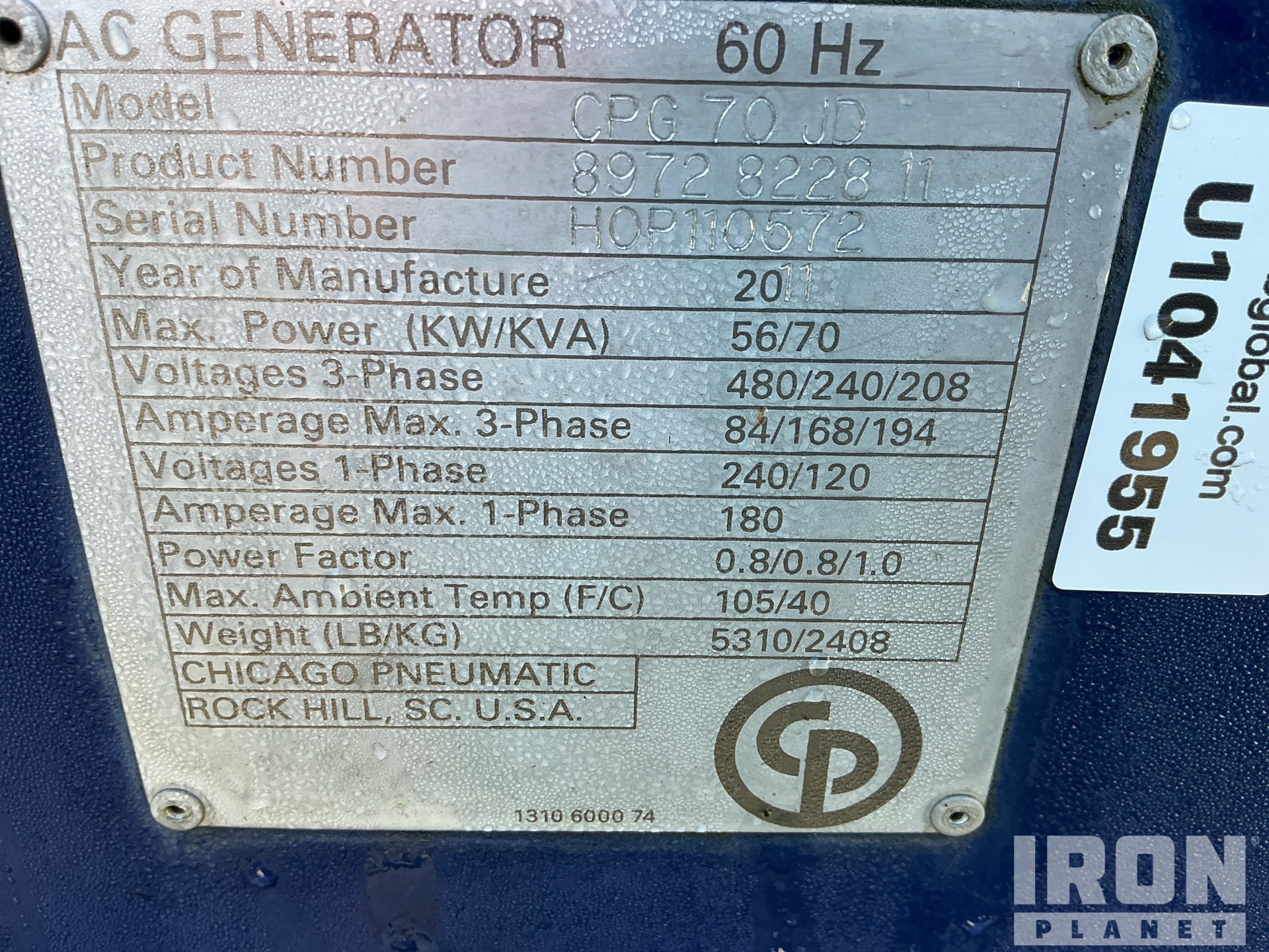 2011 Chicago Pneumatic  CPG70JD