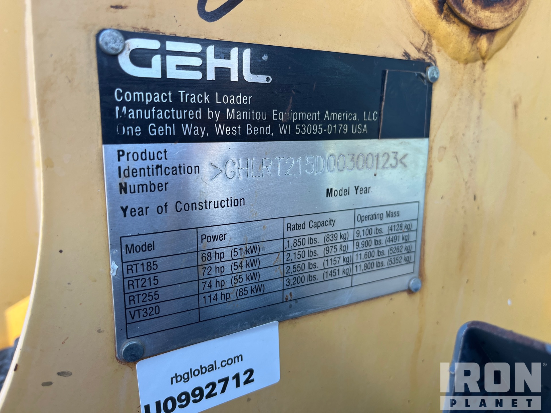 2018 Gehl RT215
