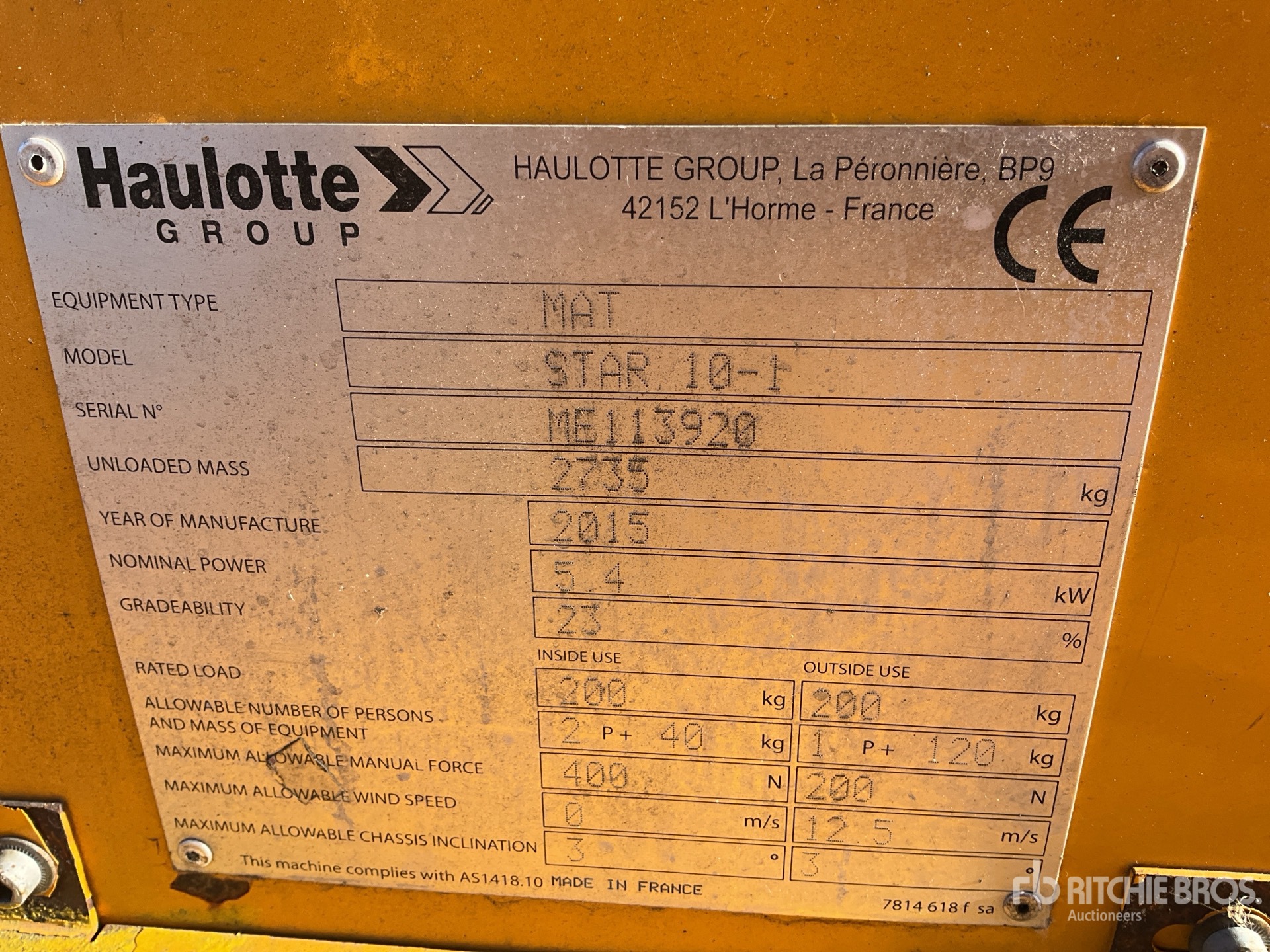 2015 Haulotte STAR10