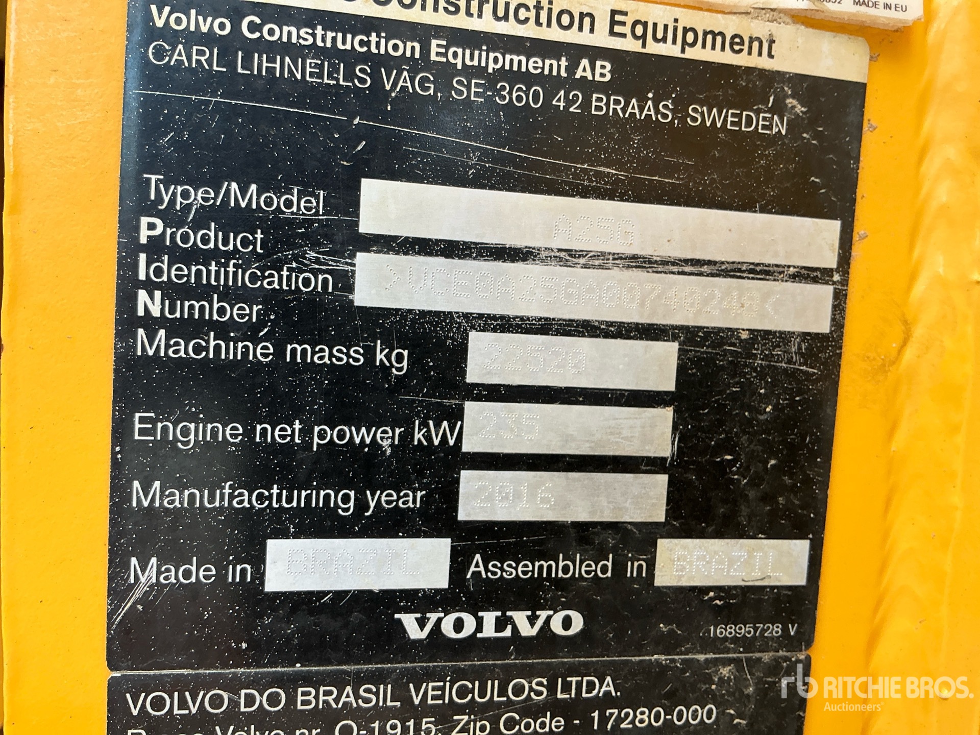 2016 Volvo A25G