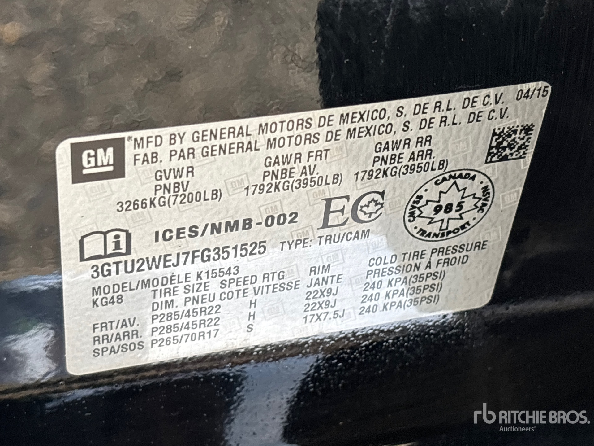 2015 GMC SIERRA 1500