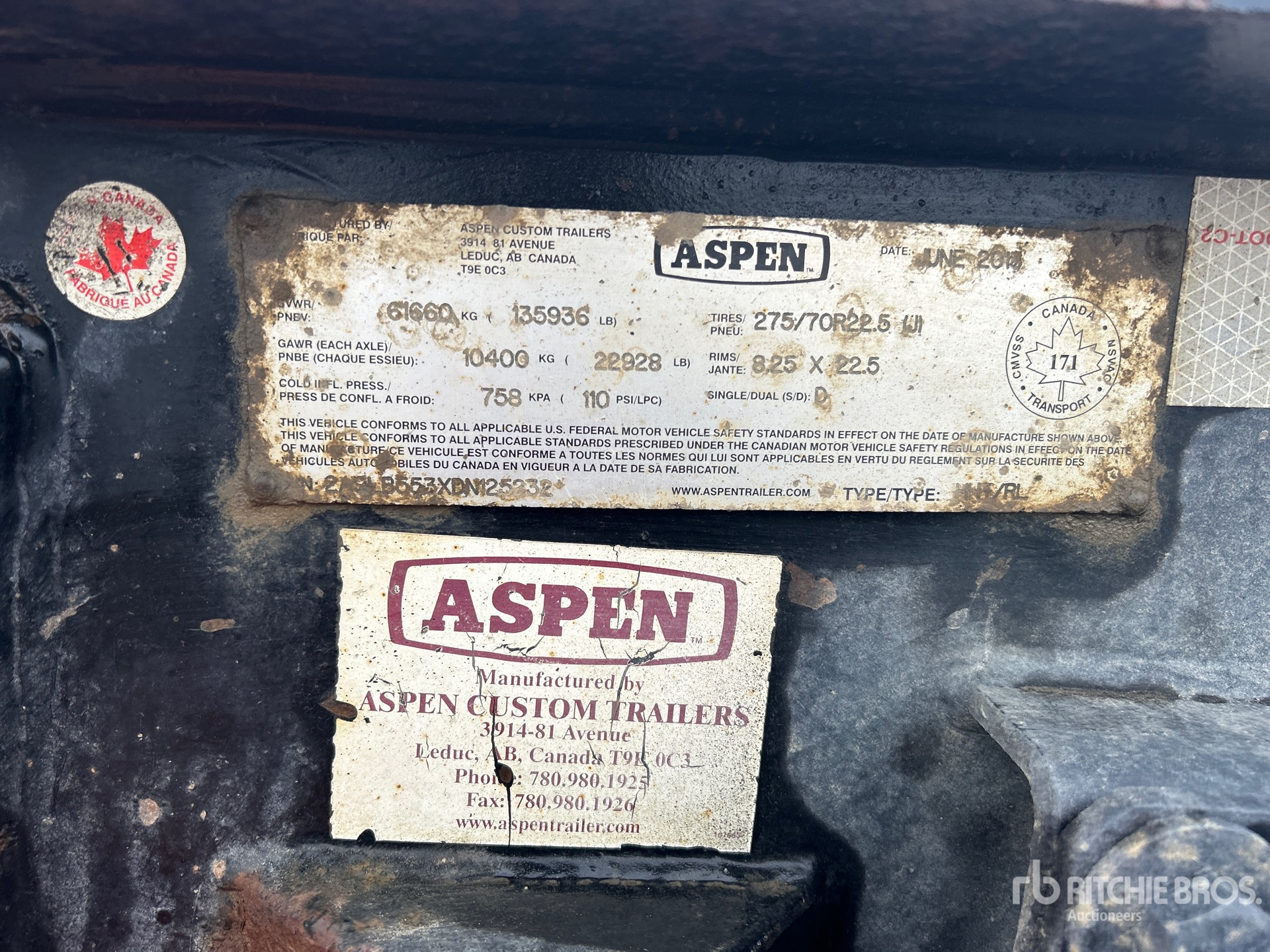 2013 Aspen 55 ton Tri/A Removable Gooseneck