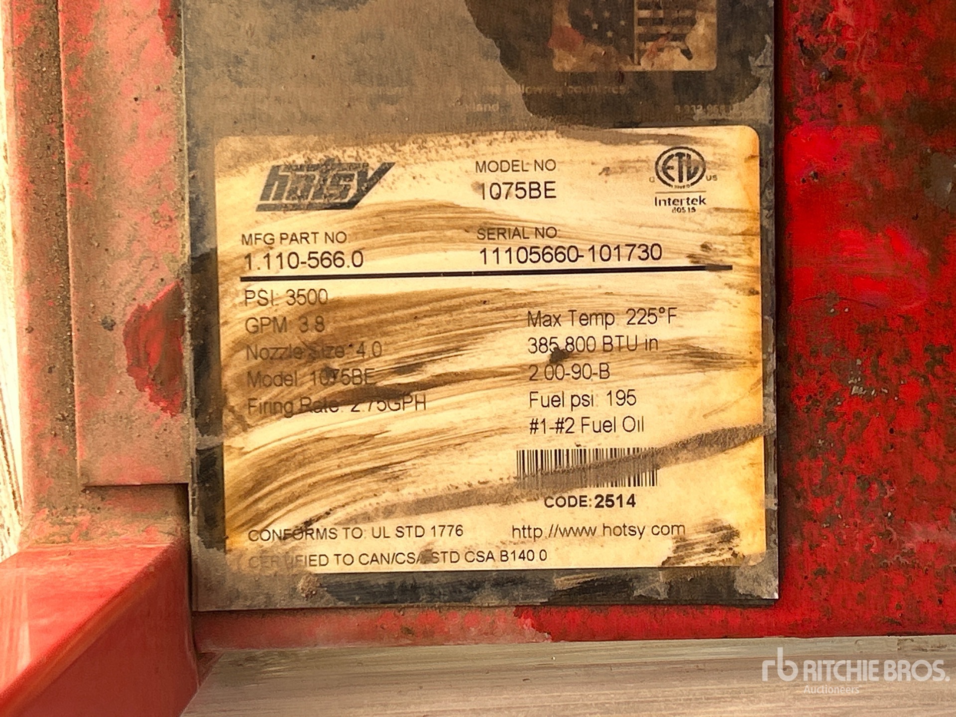2011 Hotsy 1075BE
