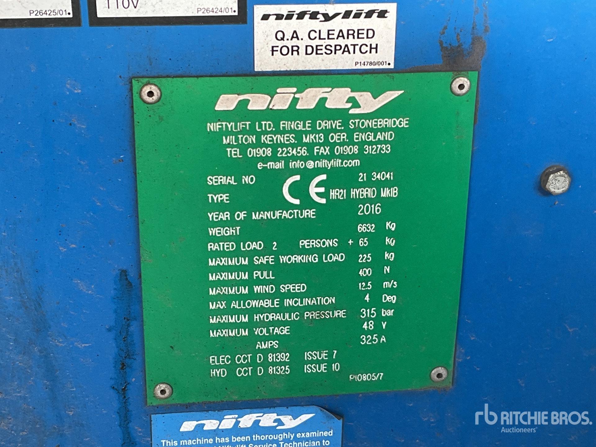 2016 Niftylift HR21