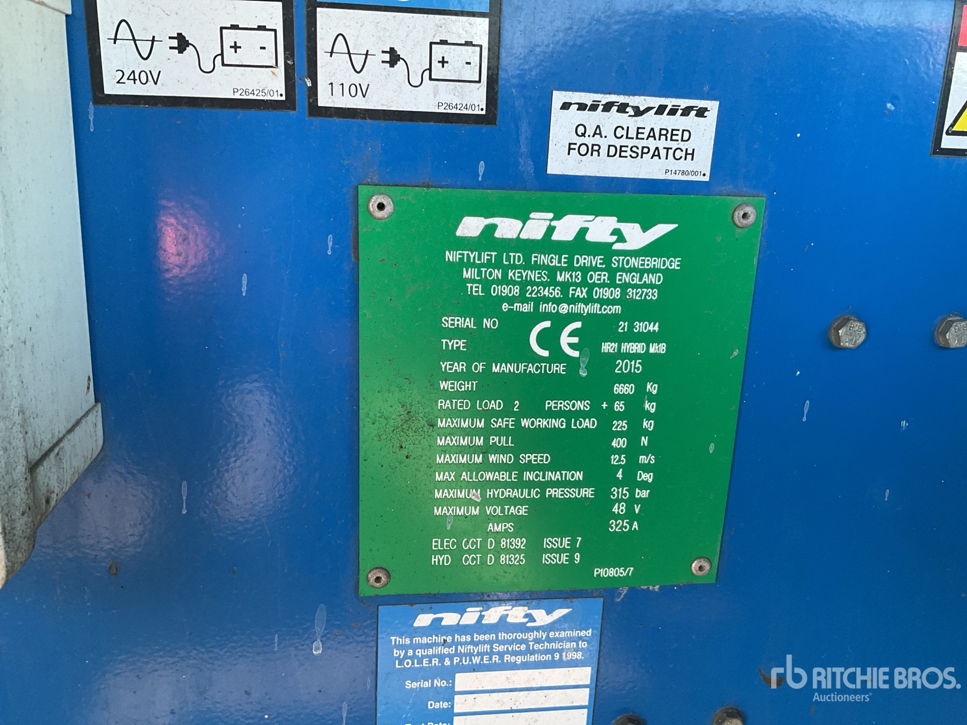 2015 Niftylift HR21