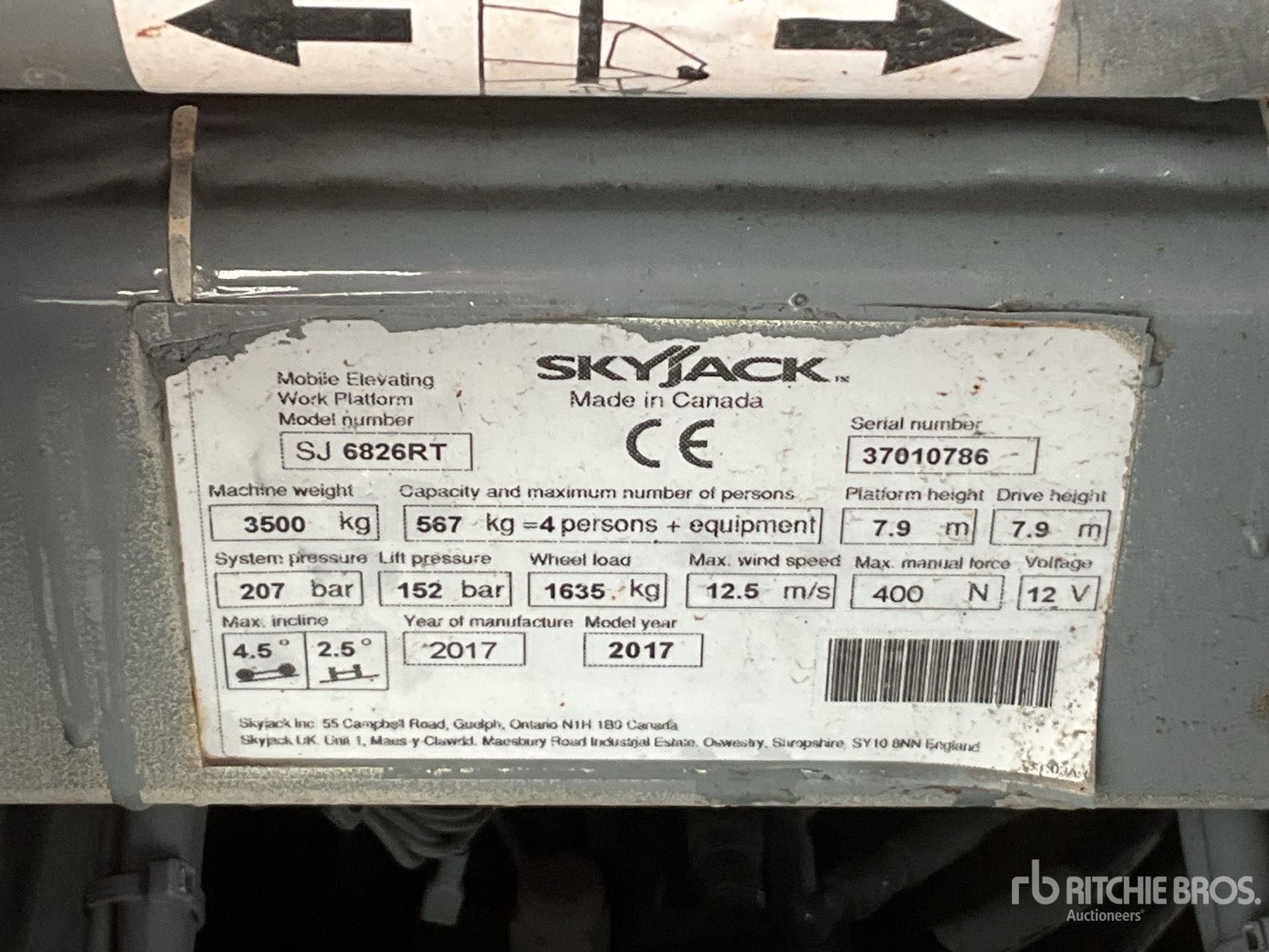 2017 Skyjack SJ6826 RT