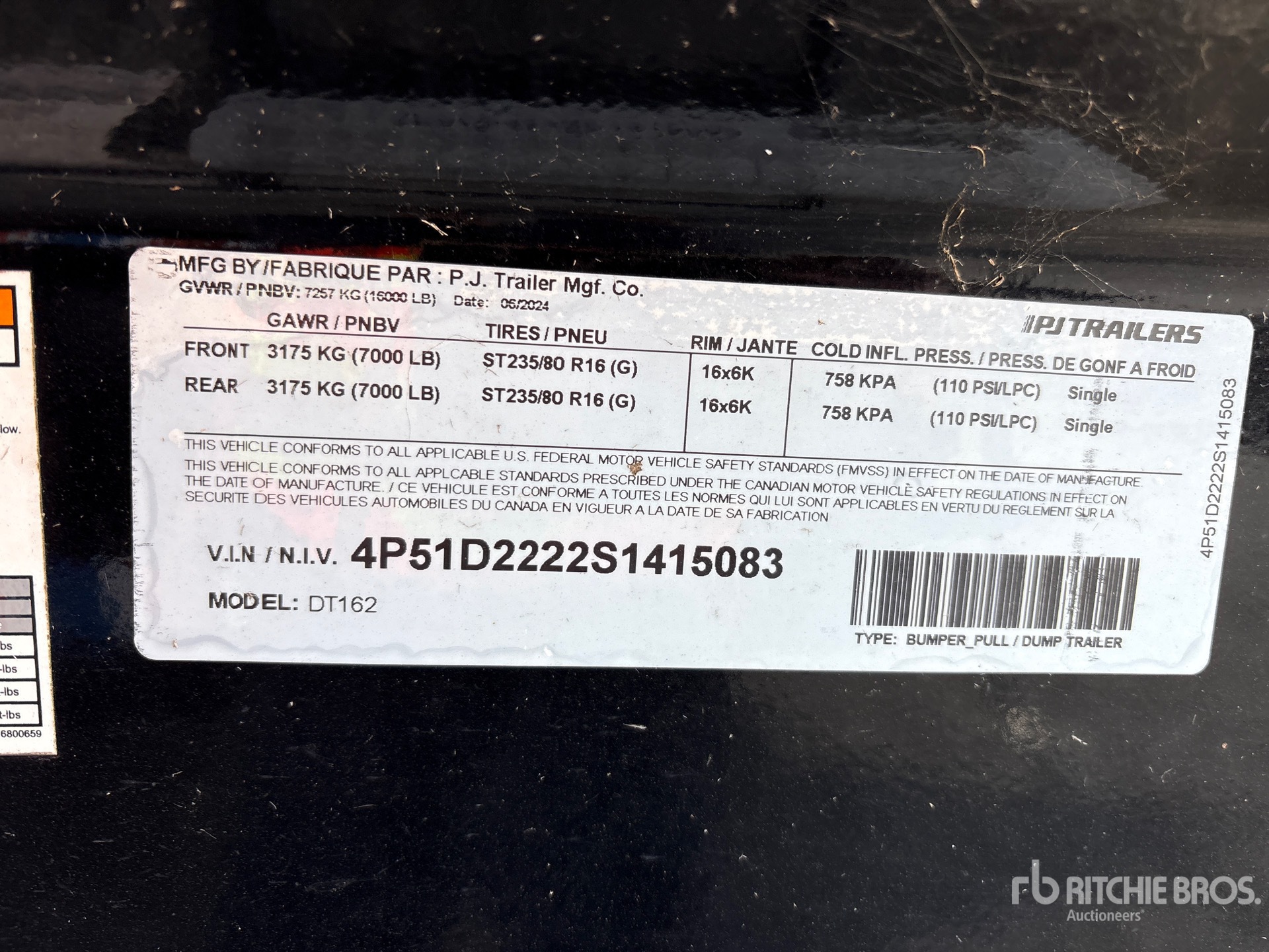 2025 Pj Trailers DT162