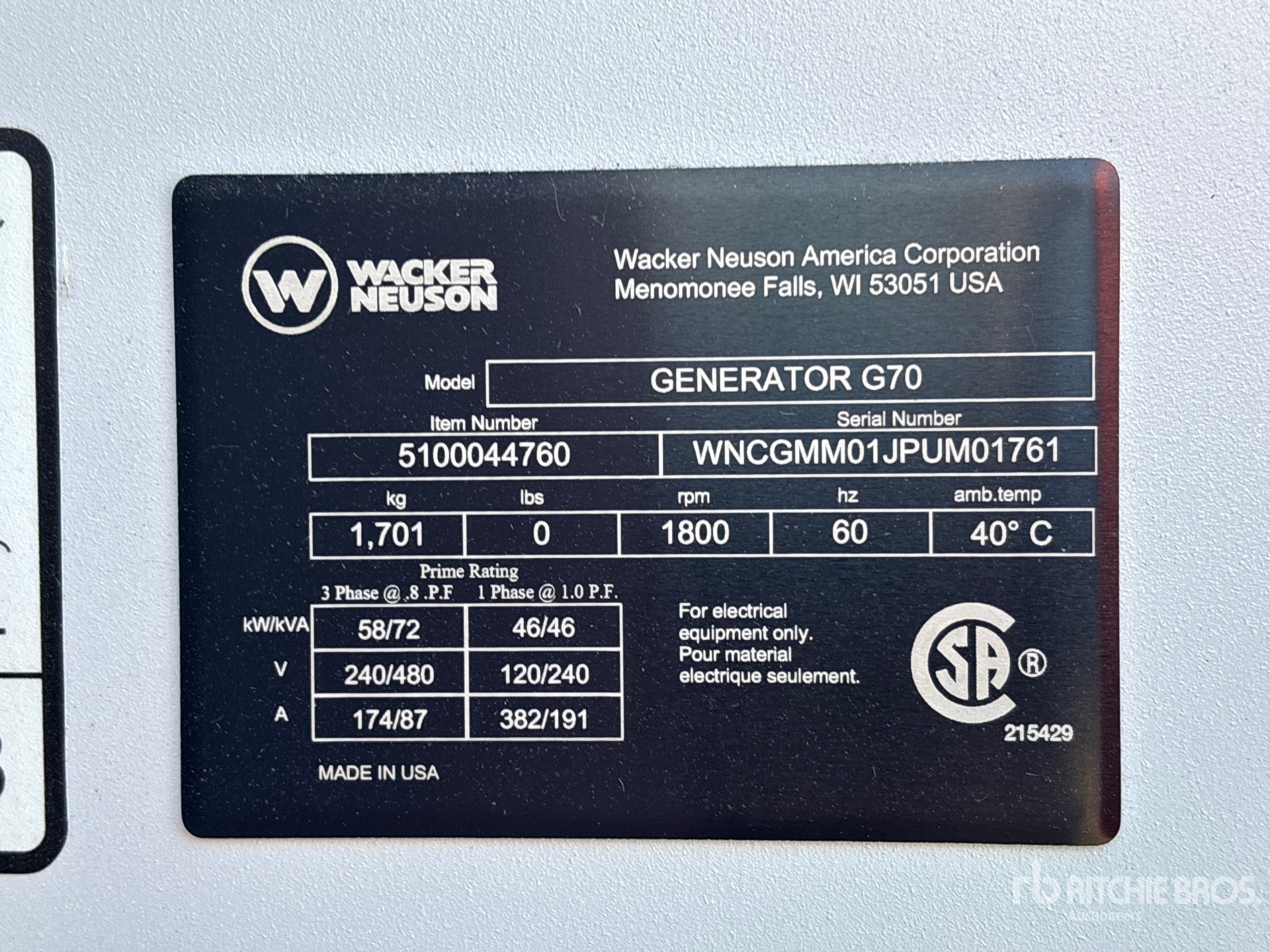 2023 Wacker Neuson G70