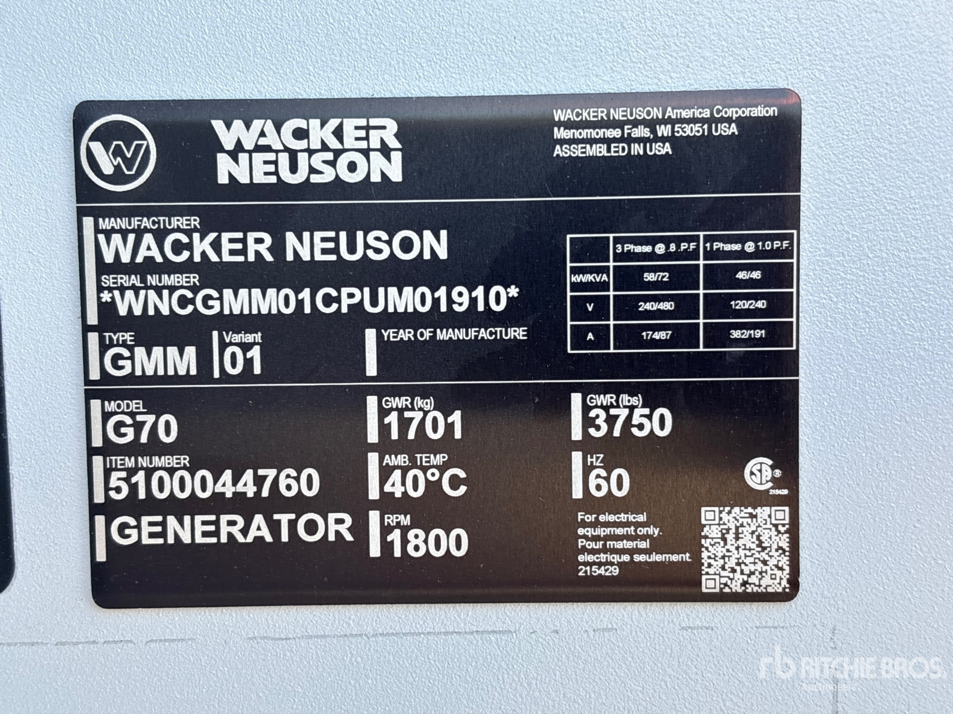 2023 Wacker Neuson G70