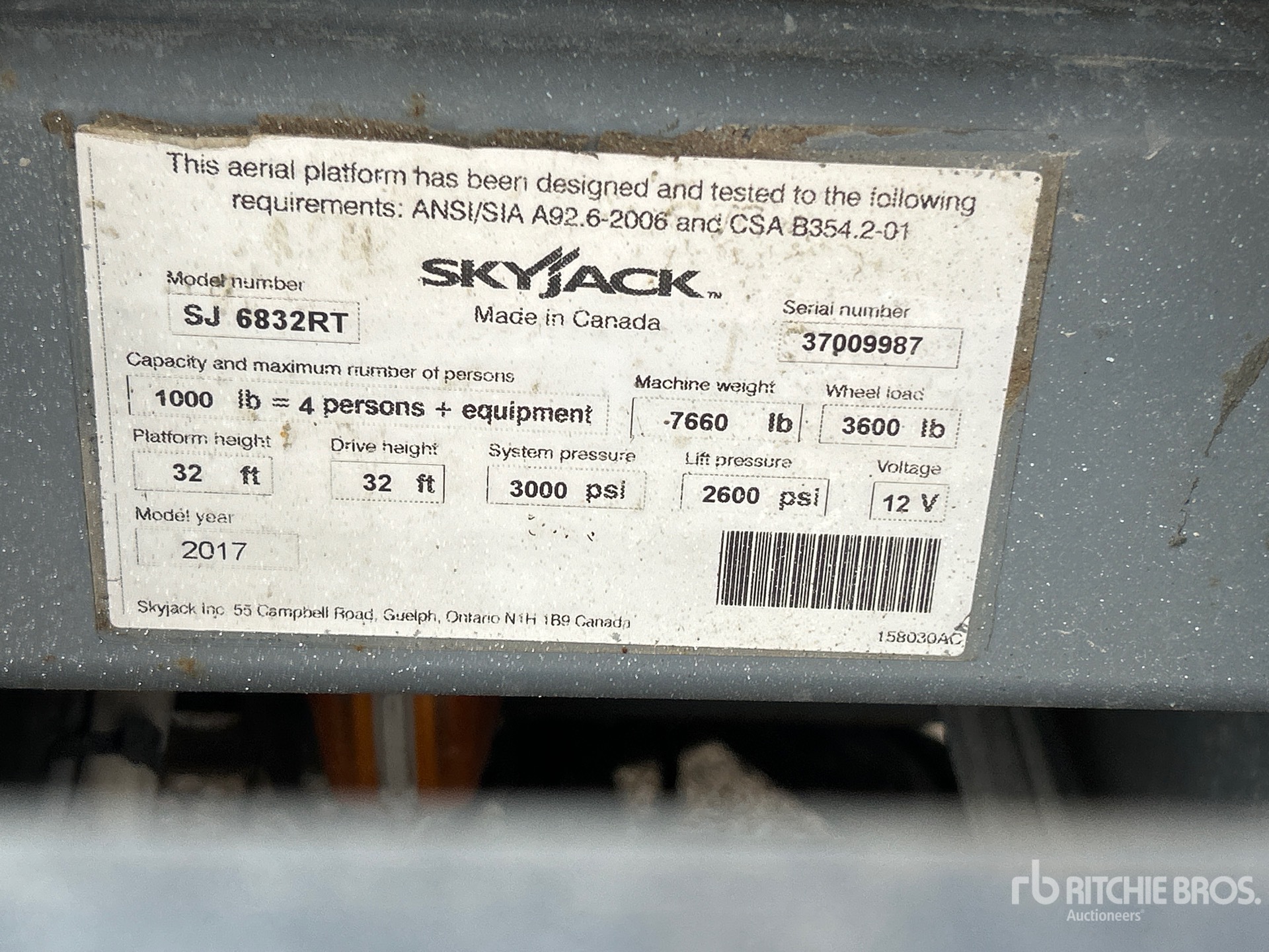 2017 Skyjack SJ6832 RT