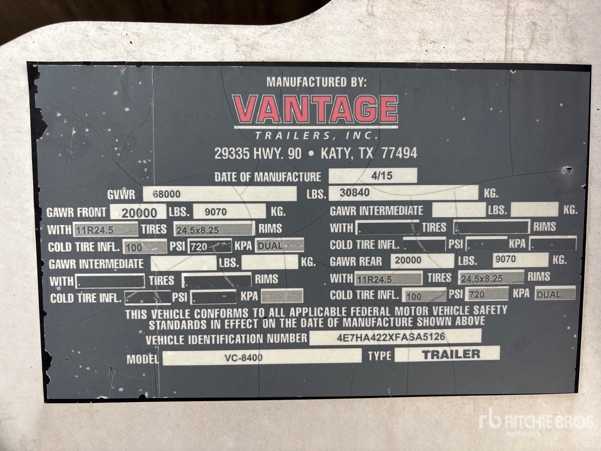 2015 Vantage VC-8400