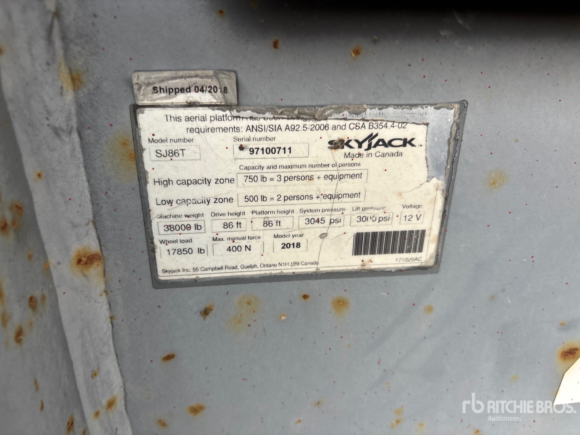 2018 Skyjack SJ86T