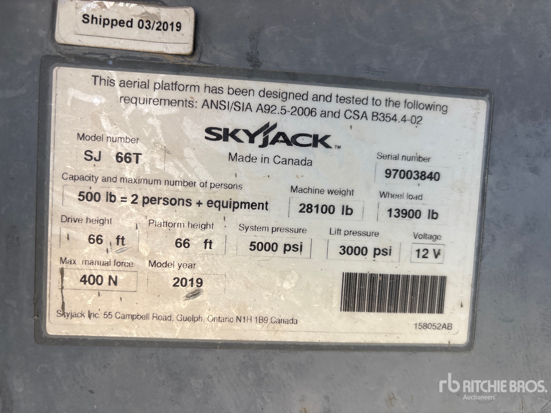 2019 Skyjack SJ66T