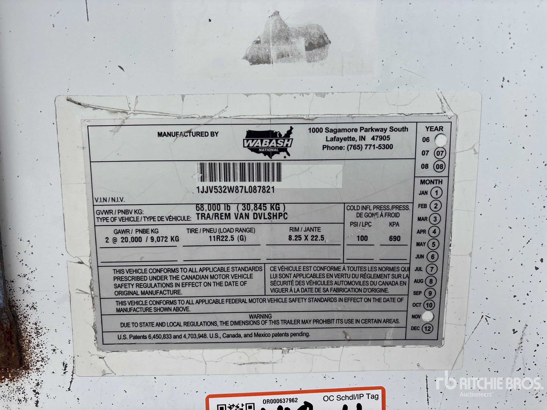 2007 Wabash 53 FT X 102 IN T/A