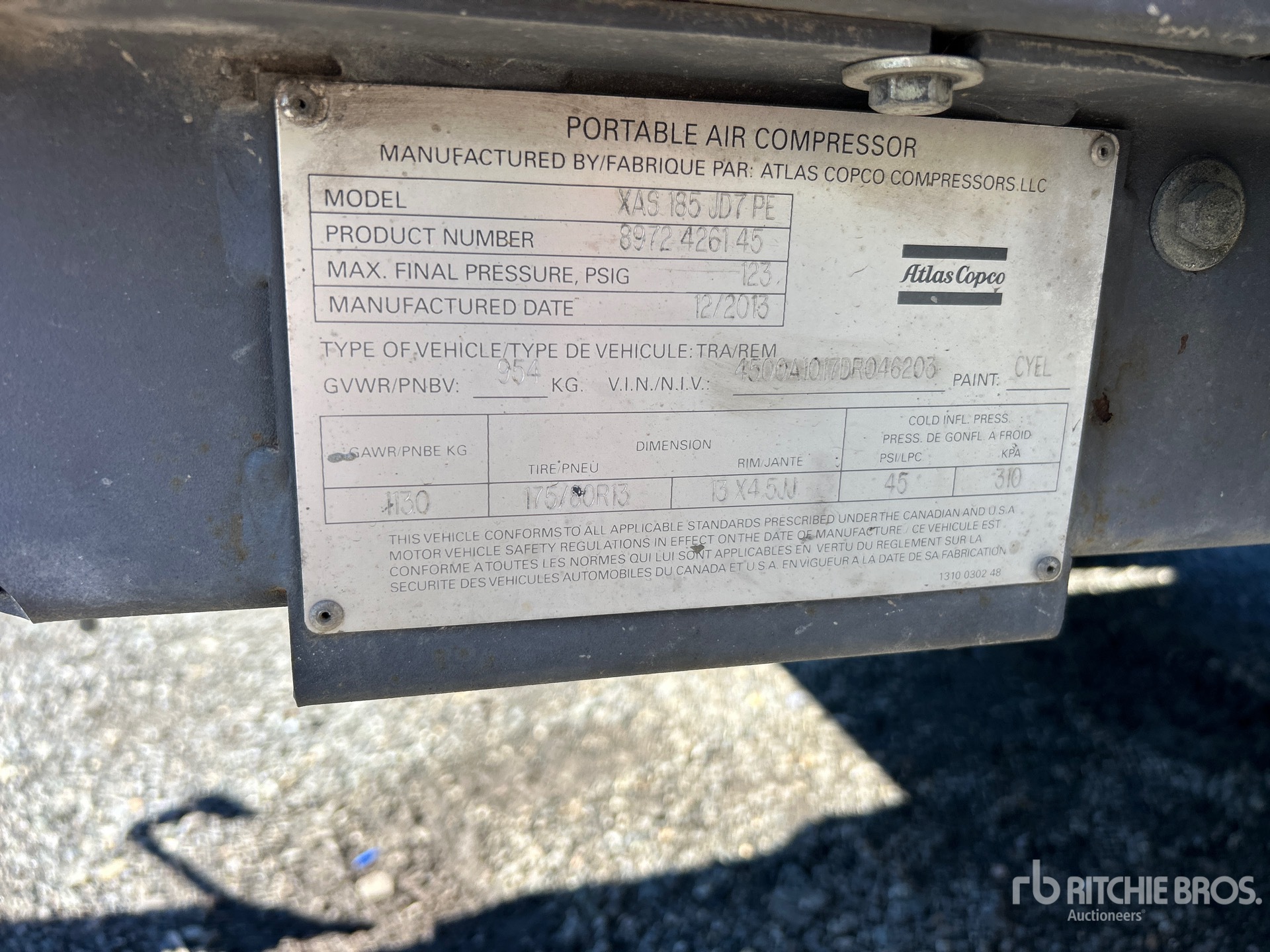 2013 Atlas Copco XAS 185